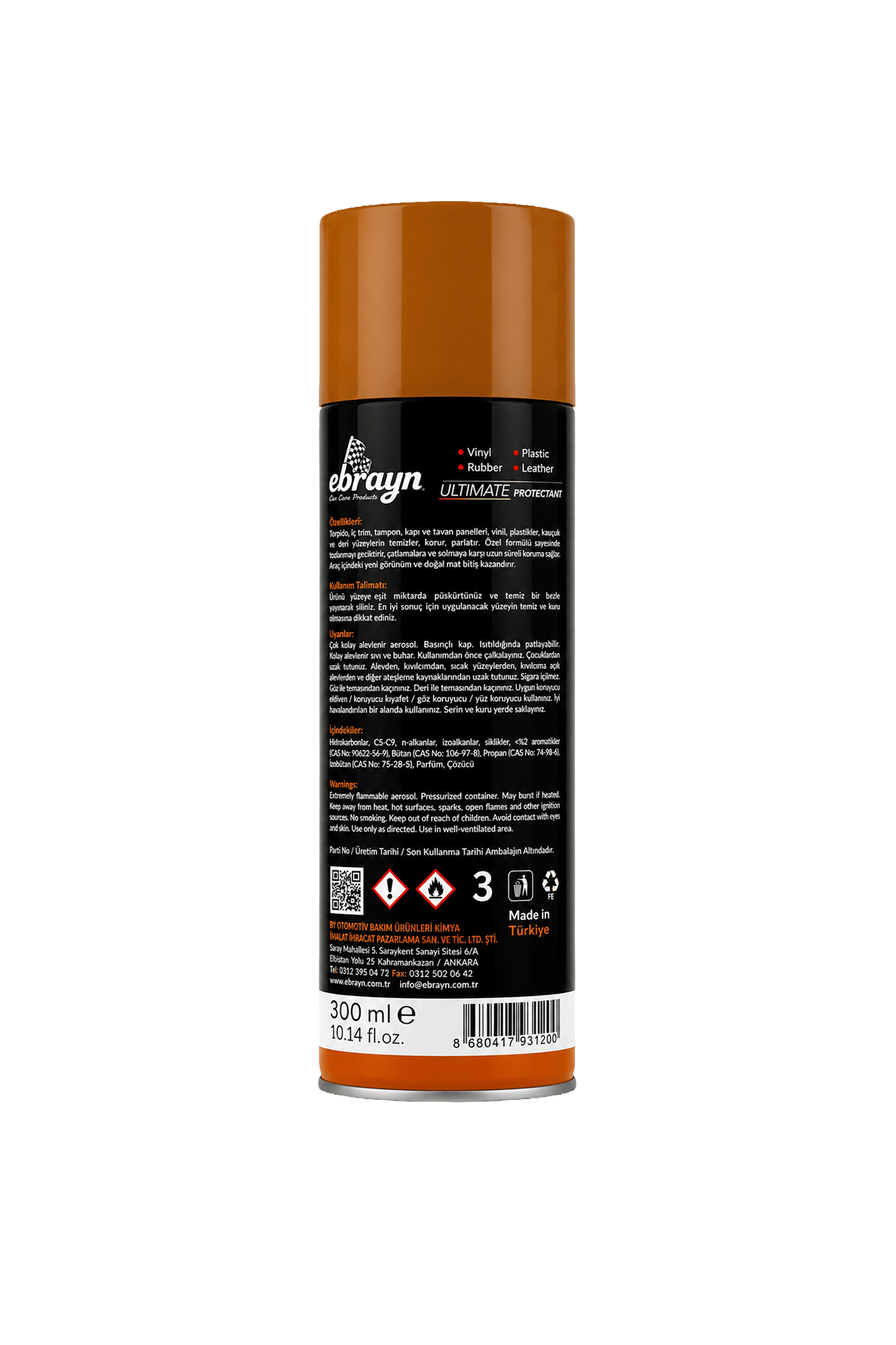 Ebrayn Vanilya (Vanilla) Kokulu Torpido Parlatıcı Sprey 300 ml