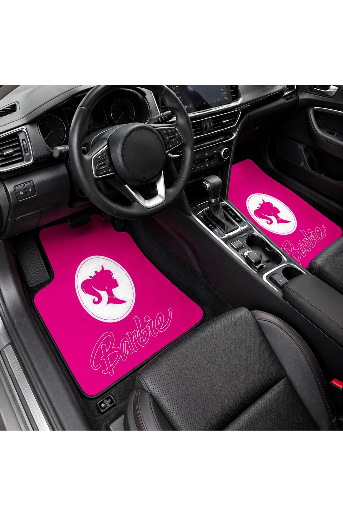 OEM Barbie Tasarımlı Dijital Baskılı Pembe 4 Parça Üniversal Halı Paspas Seti