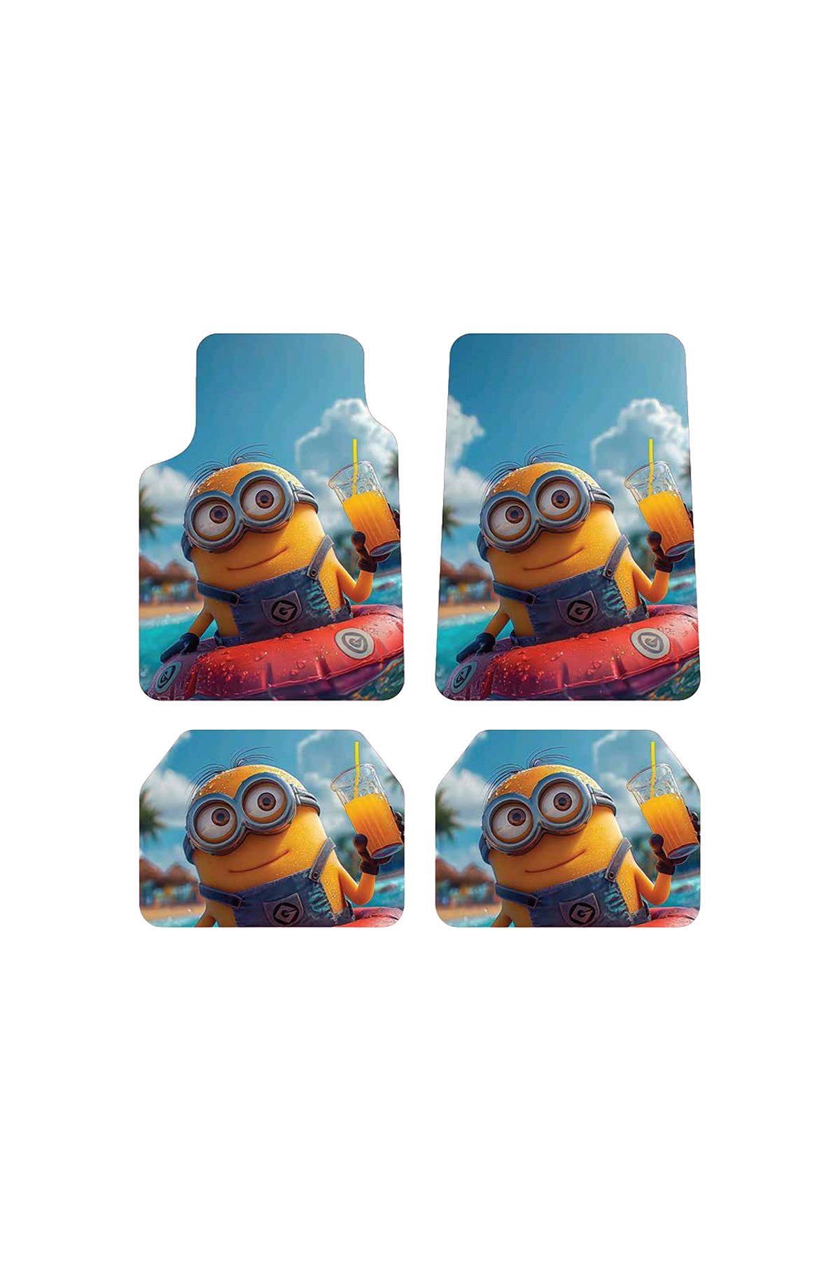 OEM Minions Havuz Keyfi Tasarımlı Dijital Baskılı 4 Parça Üniversal Halı Paspas Seti