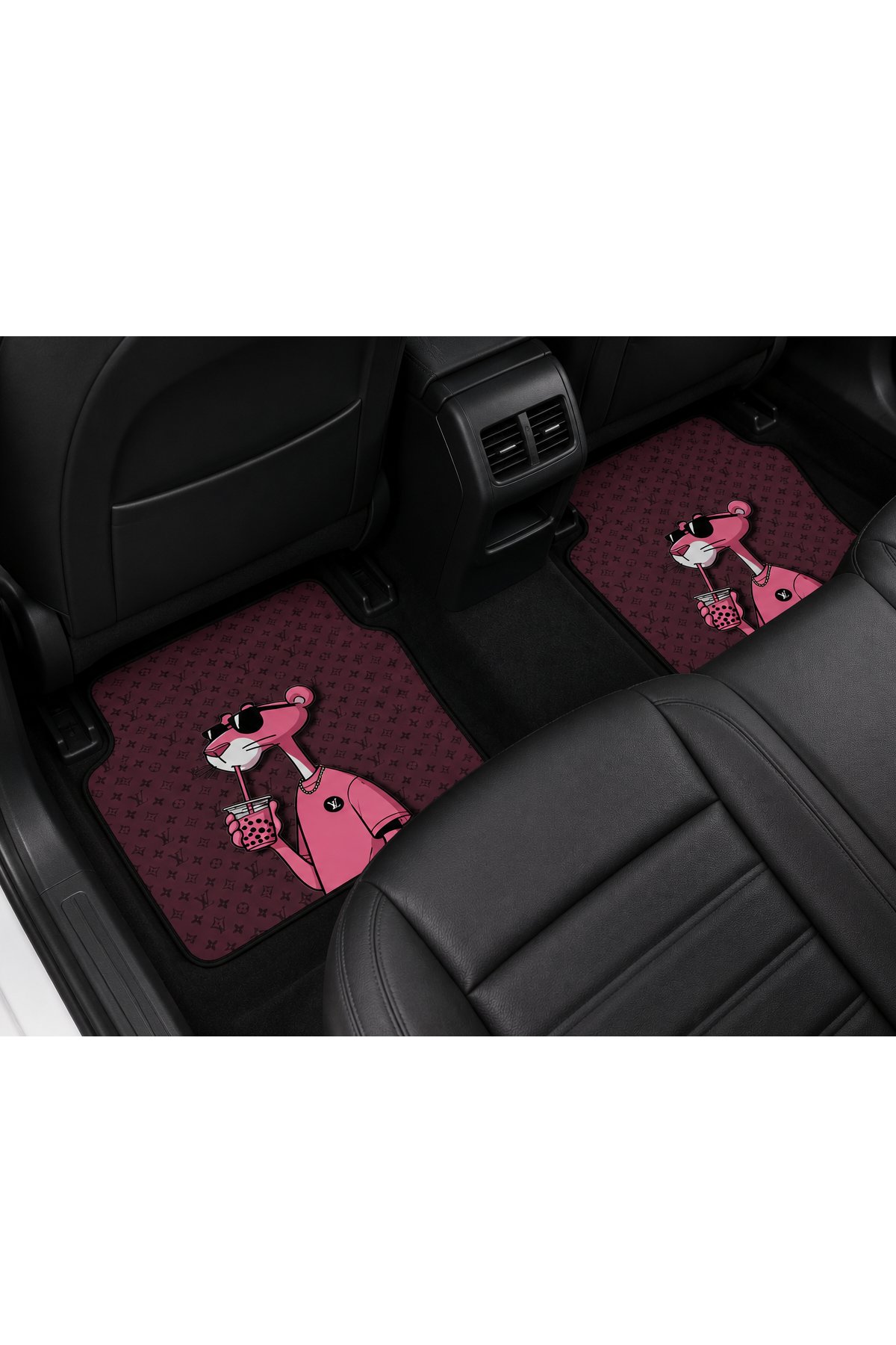 OEM Pink Panther Monogram Tasarımlı 4 Parça Üniversal Halı Paspas Seti