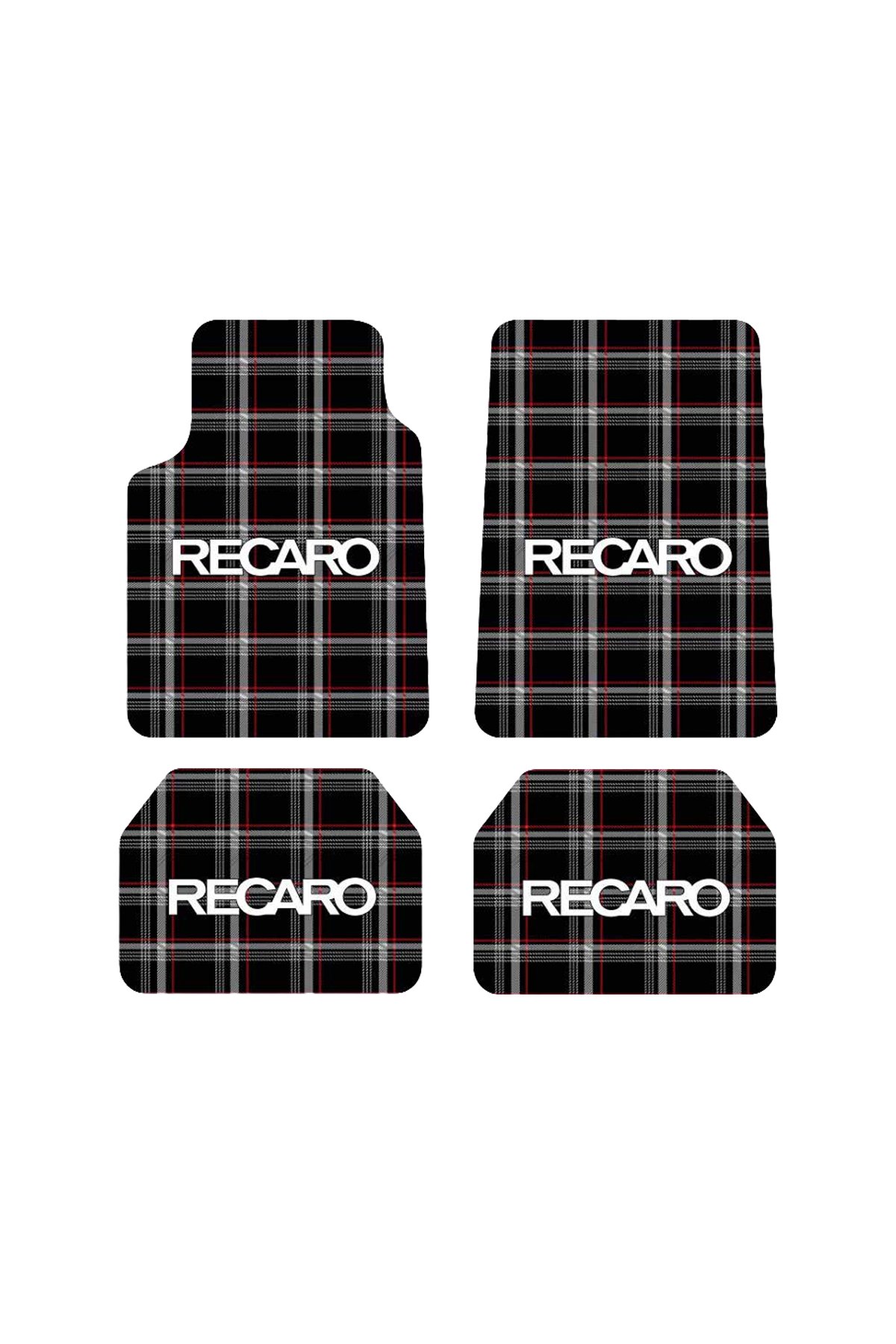 OEM Recaro Ekose Tasarımlı Dijital Baskılı 4 Parça Üniversal Halı Paspas Seti