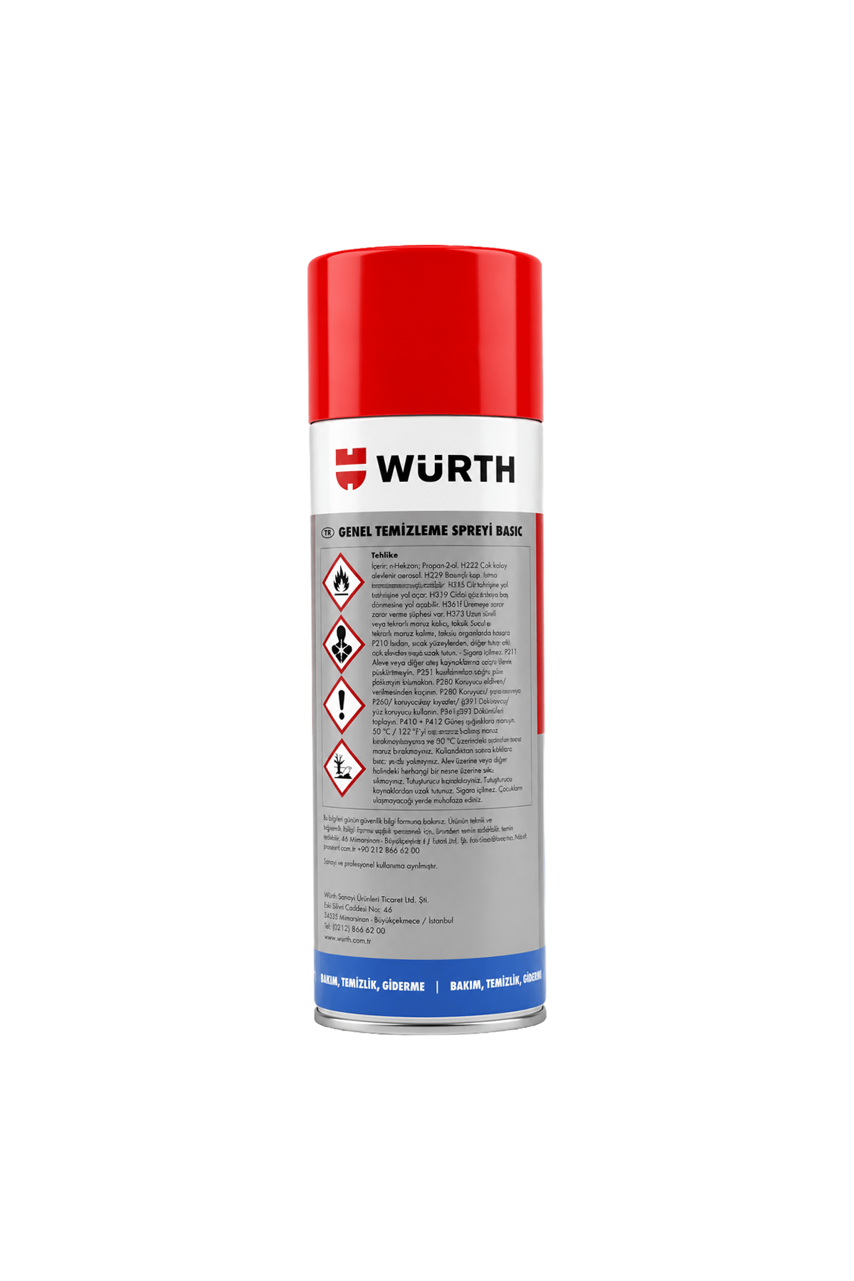 Würth Genel Temizleme Spreyi Basic 500 ml - Yüksek Performanslı Fren Balata ve Yağ Sökücü