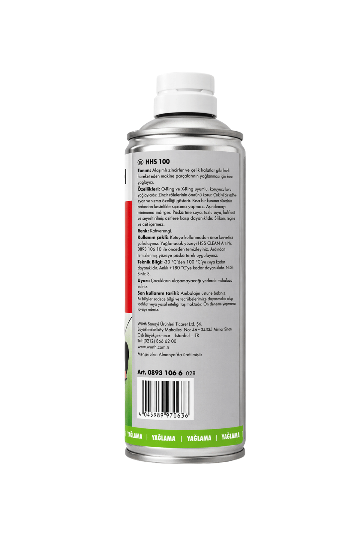 Würth HHS 100 Zincirler İçin Yüksek Mukavemetli Kuru Yağlayıcı 400 ml