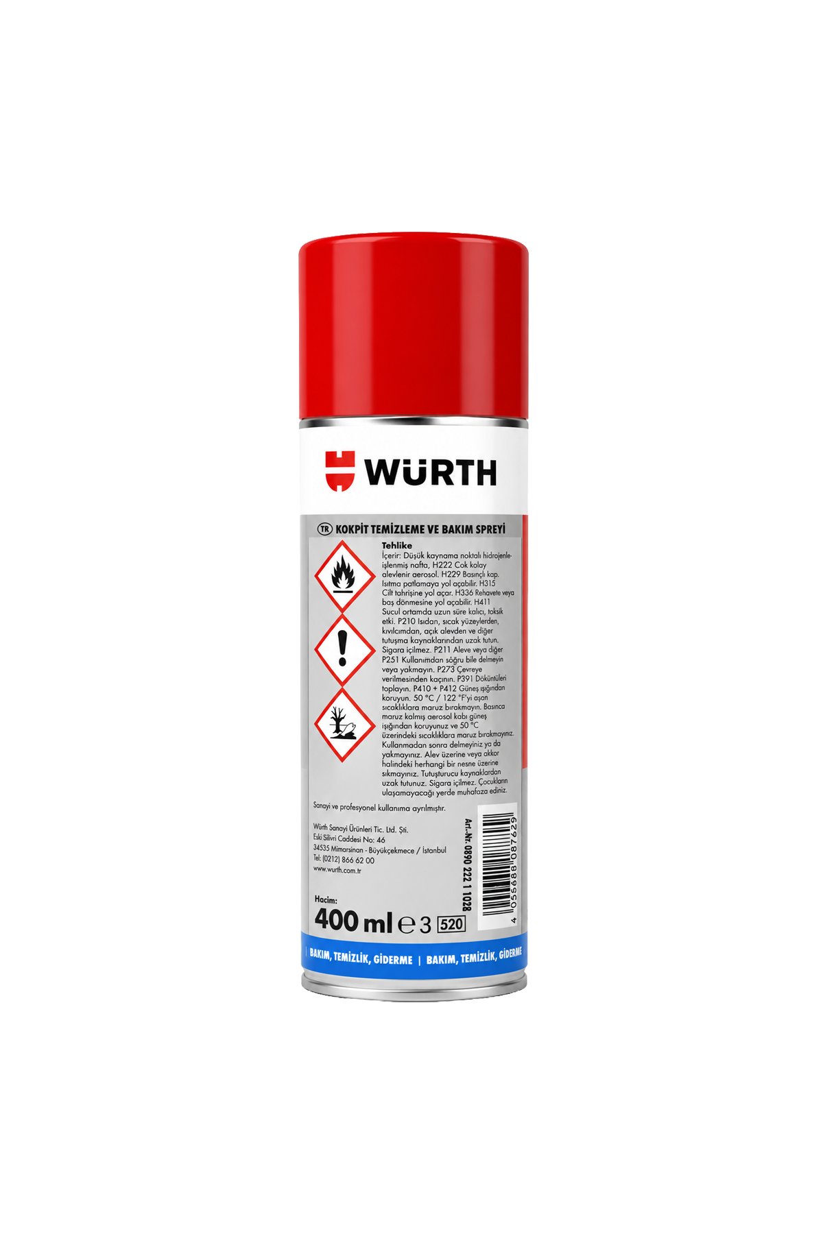 Würth Kokpit Temizleme ve Bakım Spreyi 400 ml - Limon Kokulu Torpido Yenileyici