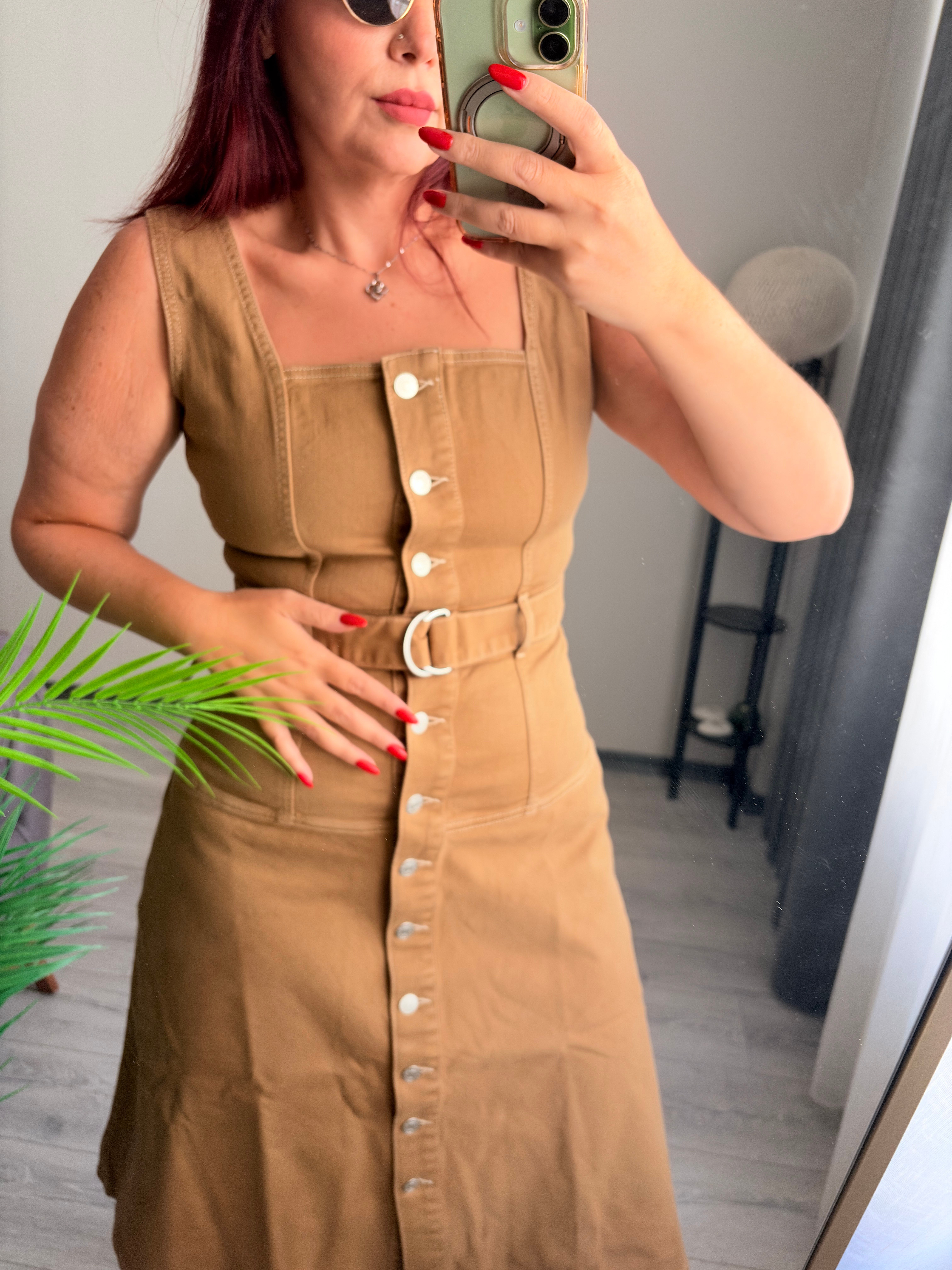 Midi boy denim elbise