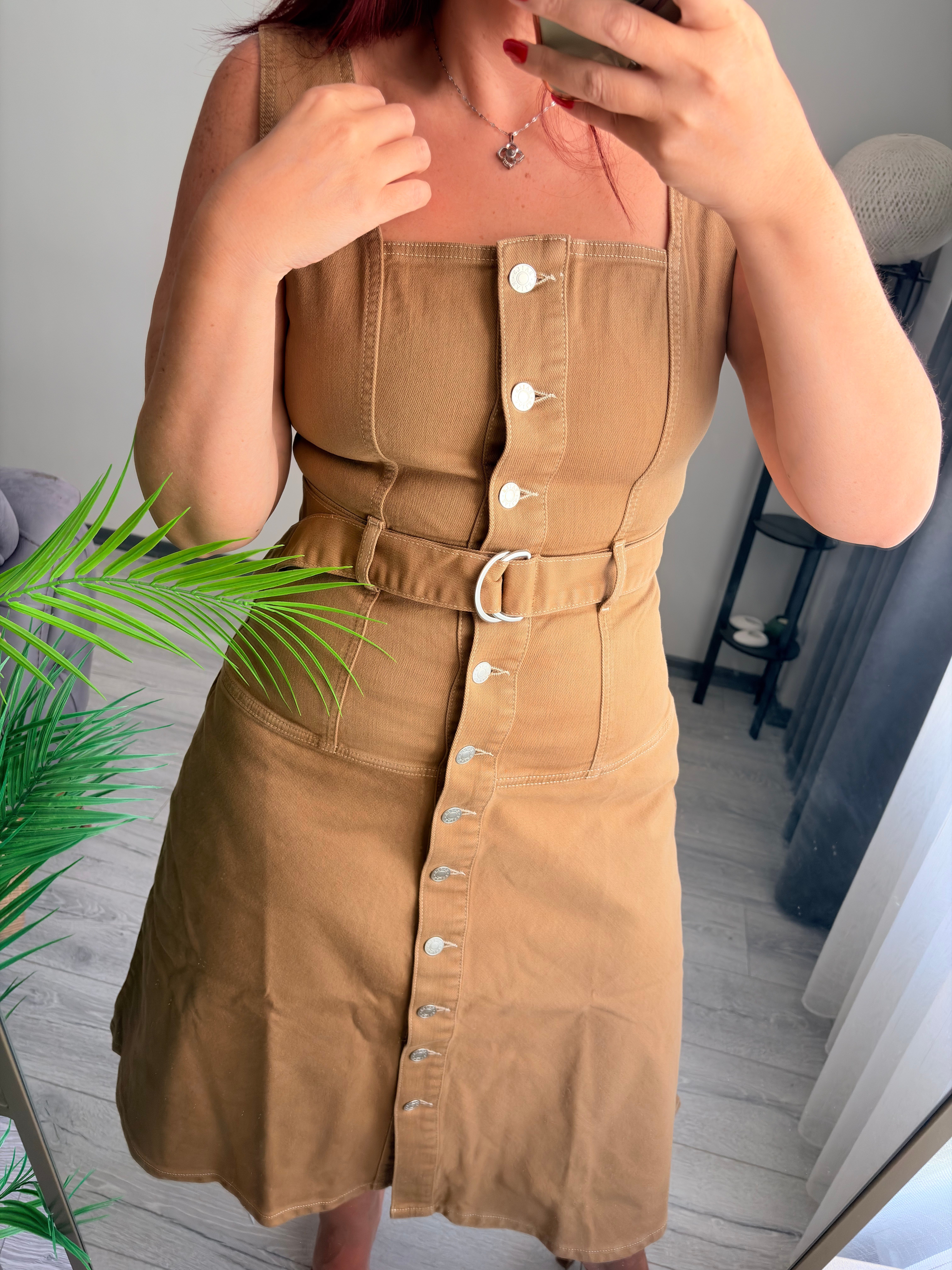 Midi boy denim elbise