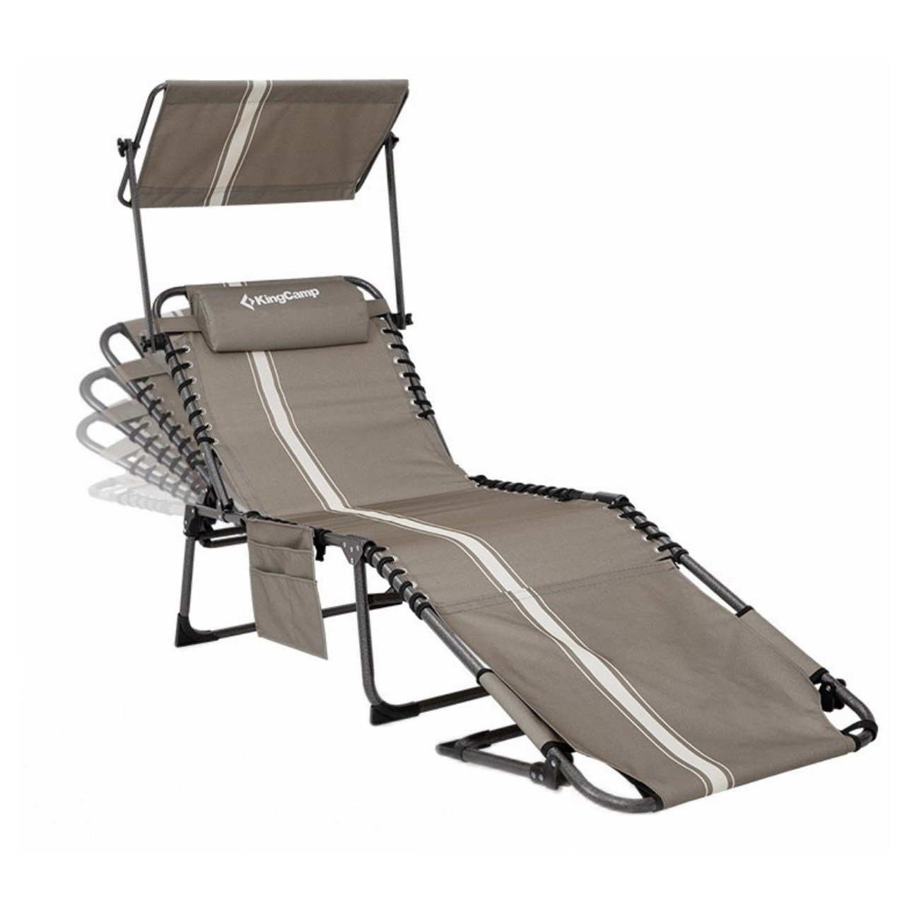 KingCamp Magnolia B10 Plus Hands-Free Premium 7 Kademeli Katlanır Şezlong Grey/White