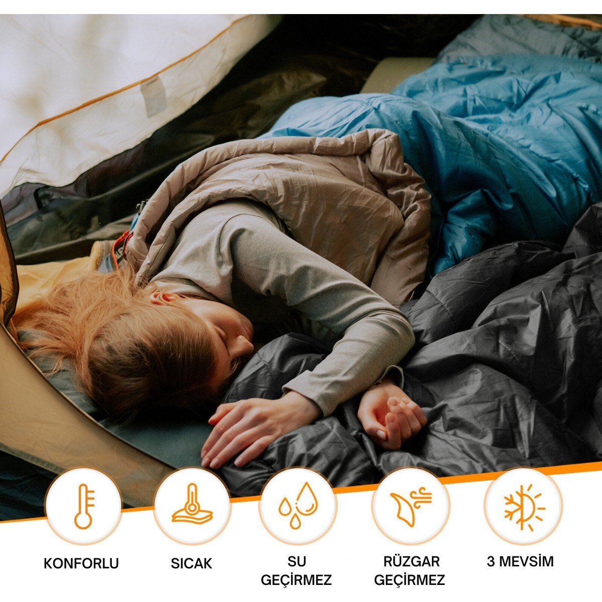 Kingcamp Oxygen 250-D Çift Kişilik Yastıklı Uyku Tulumu Blue