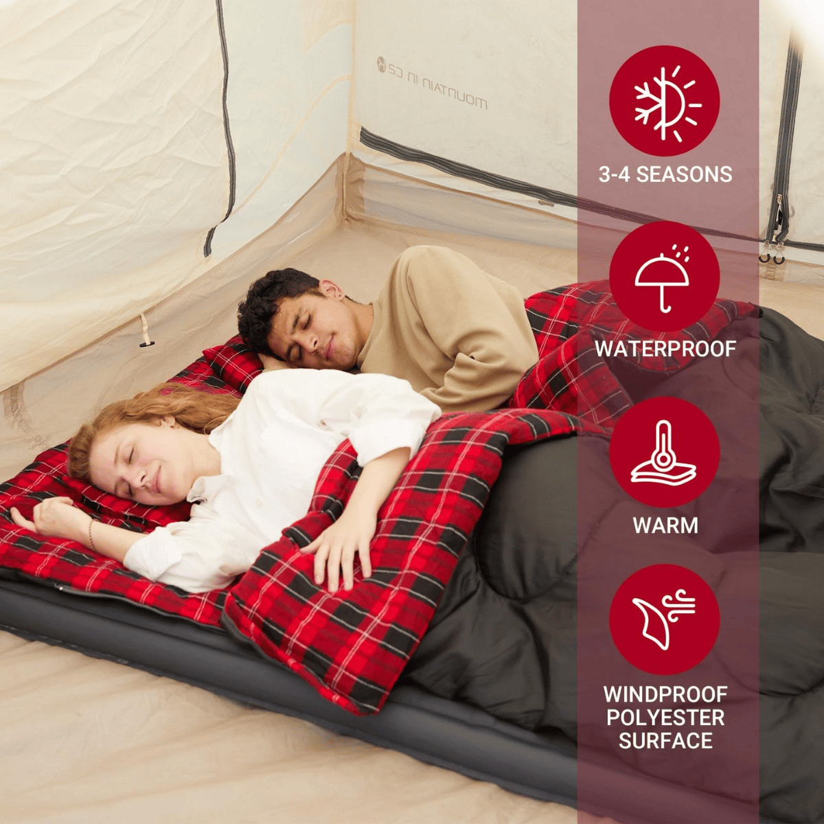 KingCamp Snowflake 300-D Ultra Çift Kişilik Uyku Tulumu Black