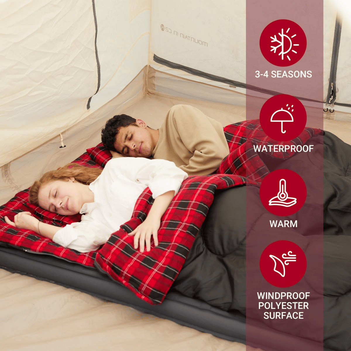 KingCamp Snowflake 300-D Ultra Çift Kişilik Uyku Tulumu Black