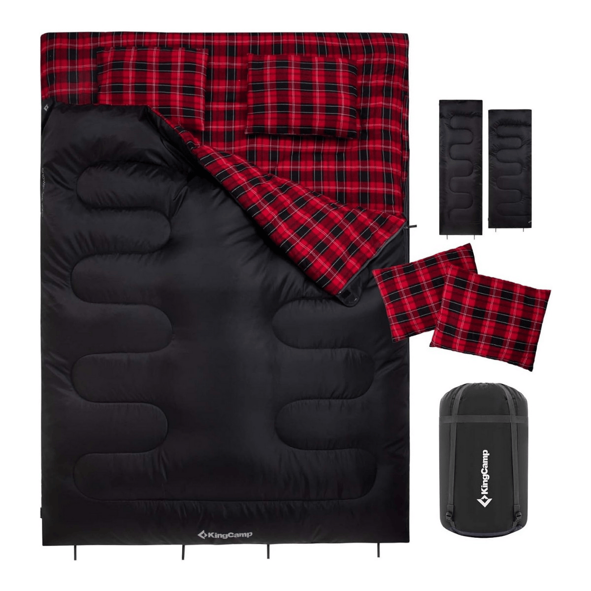 KingCamp Snowflake 300-D Ultra Çift Kişilik Uyku Tulumu Black