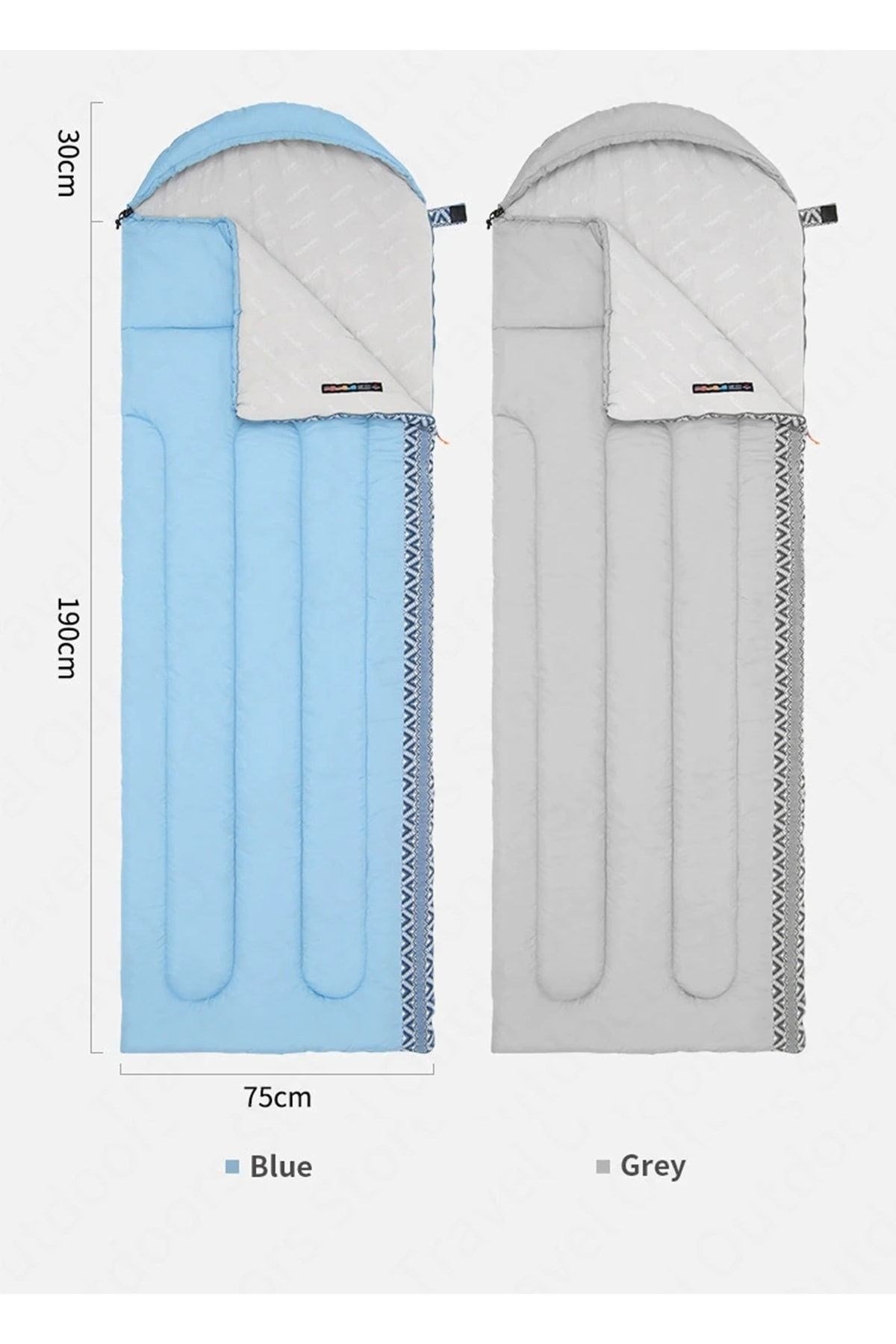 Naturehike L250 Zarf Tarzı Kapüşonlu Uyku Tulumu -10°C Gri-Left