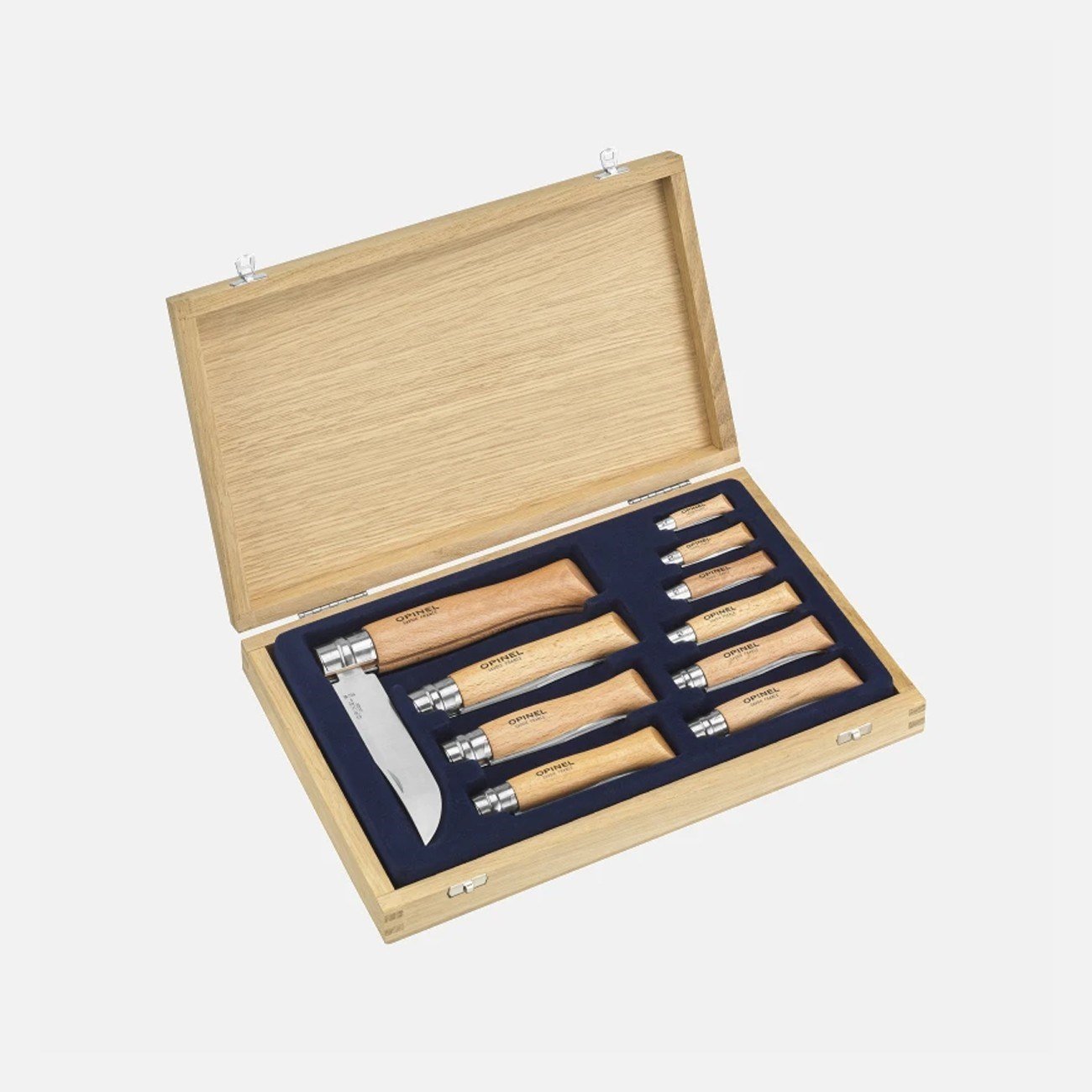 Opinel 10’lu Paslanmaz Çelik Çakı Koleksiyonu Ahşap Kutulu