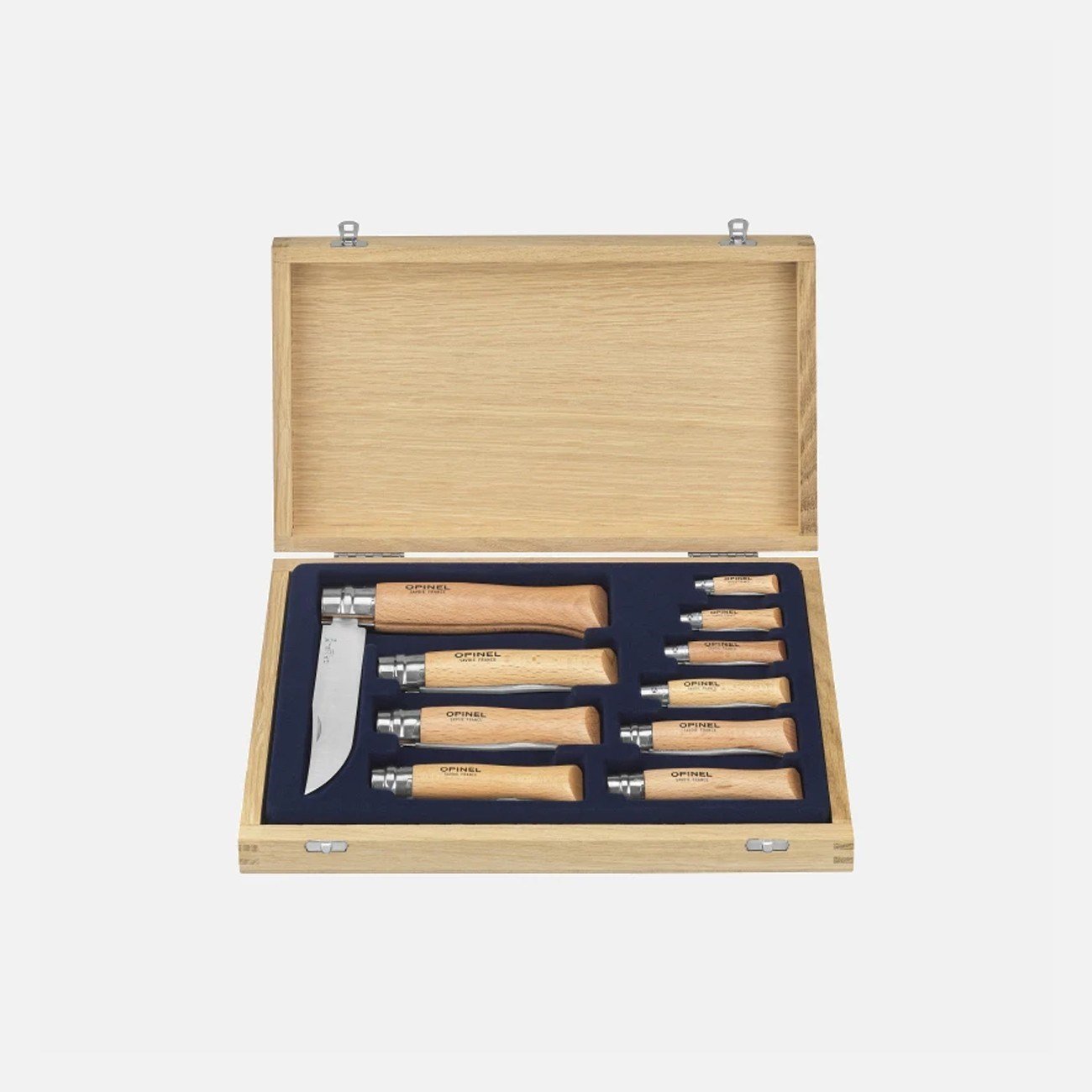 Opinel 10’lu Paslanmaz Çelik Çakı Koleksiyonu Ahşap Kutulu