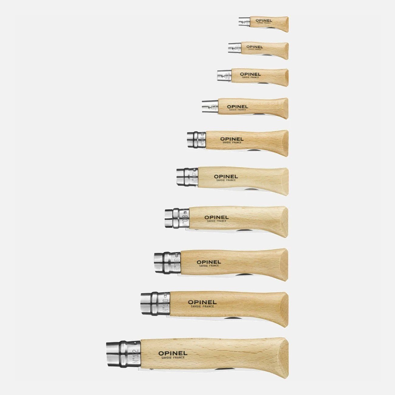 Opinel 10'lu Karbon Bıçağı Koleksiyonu Cam Kapaklı