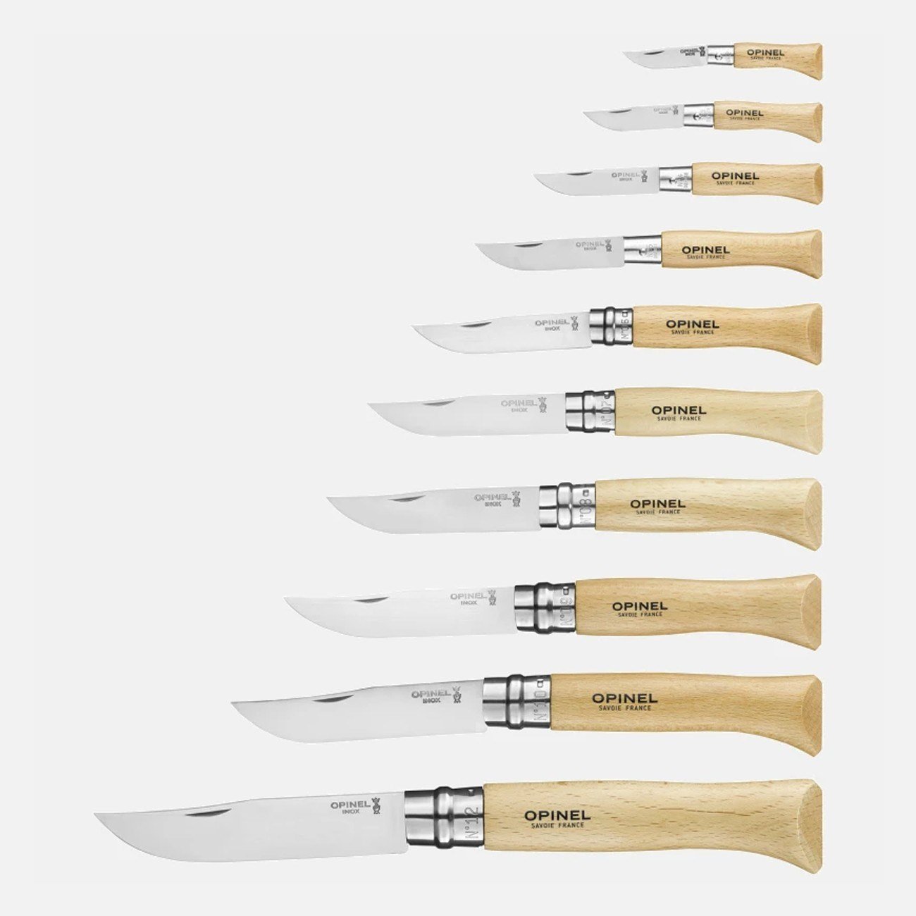 Opinel 10'lu Karbon Bıçağı Koleksiyonu Cam Kapaklı
