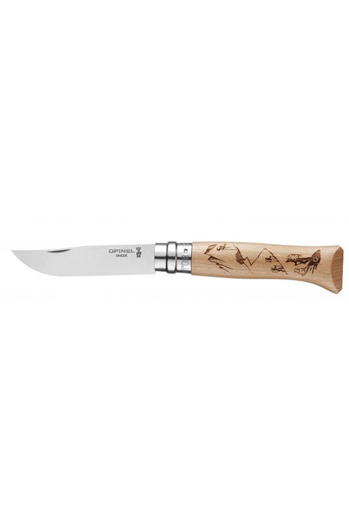 Opinel Kayak Desenli N°8 Meşe Saplı Inox/Çelik Çakı 