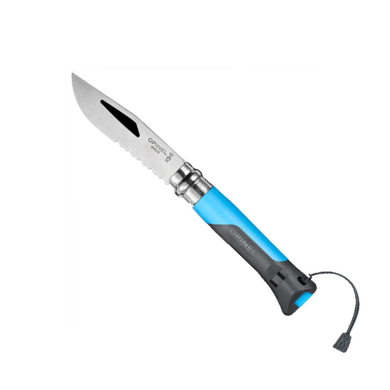 Opinel N°8 Düdüklü Polimer Sap Tırtıklı Inox/Çelik Mavi Çakı 