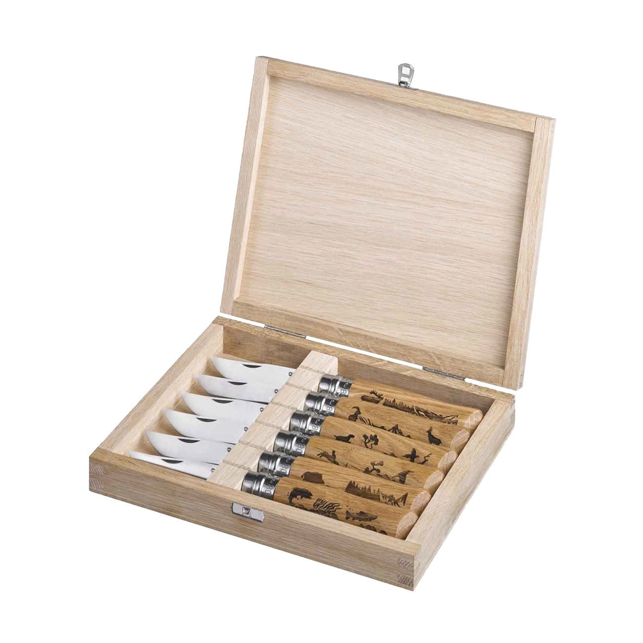 Opinel N°8 Meşe Saplı Hayvan Gravürü Premium Çakı Seti
