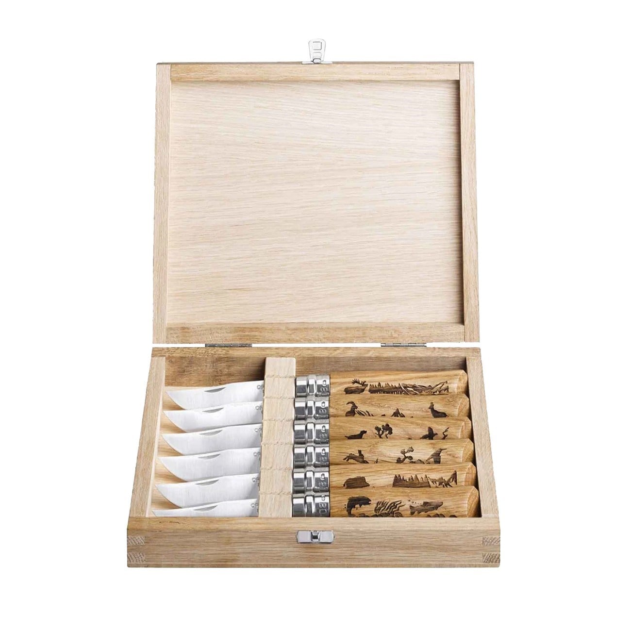 Opinel N°8 Meşe Saplı Hayvan Gravürü Premium Çakı Seti