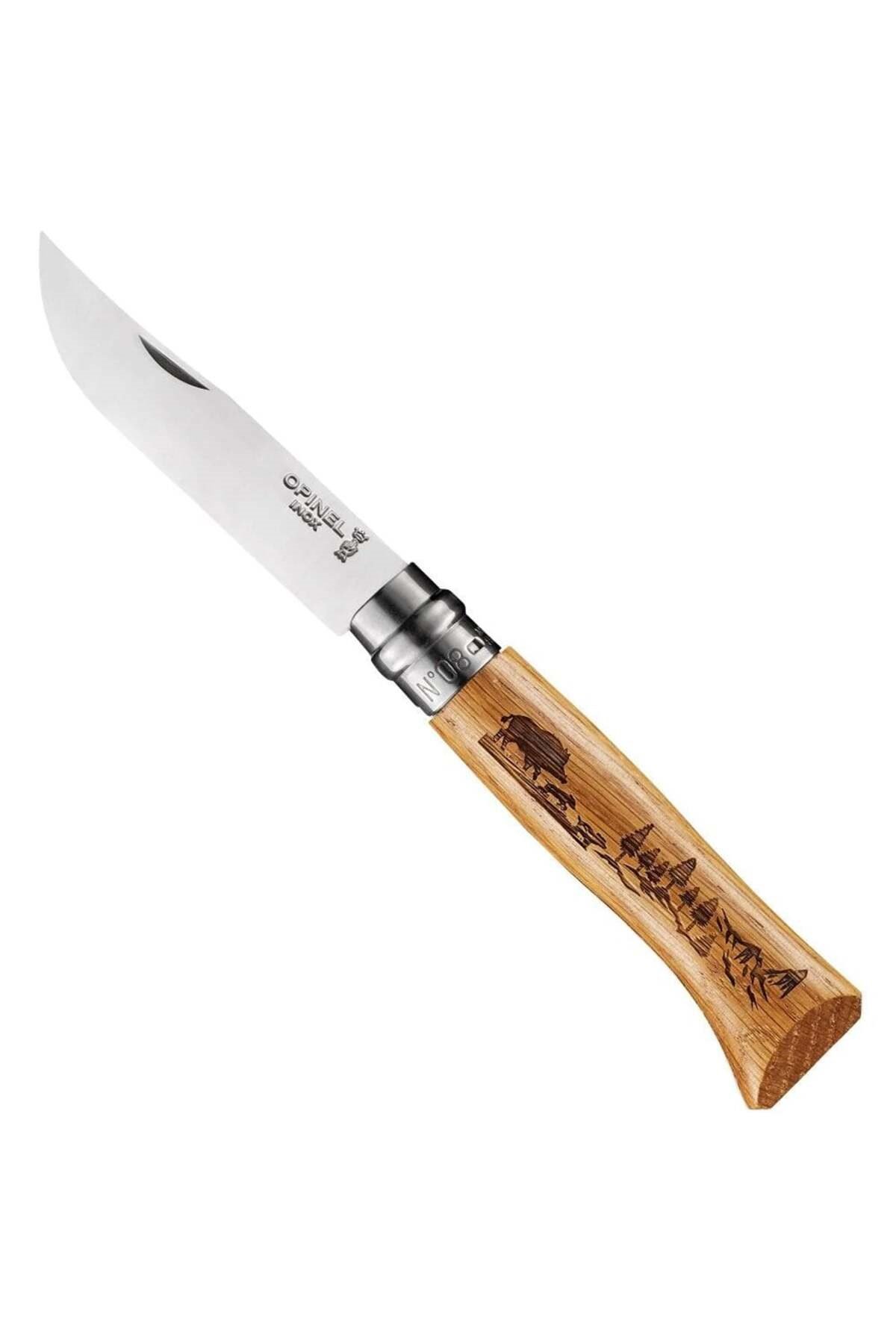 Opinel Yaban Domuzu Desenli N°8 Meşe Saplı Inox/Çelik Çakı 