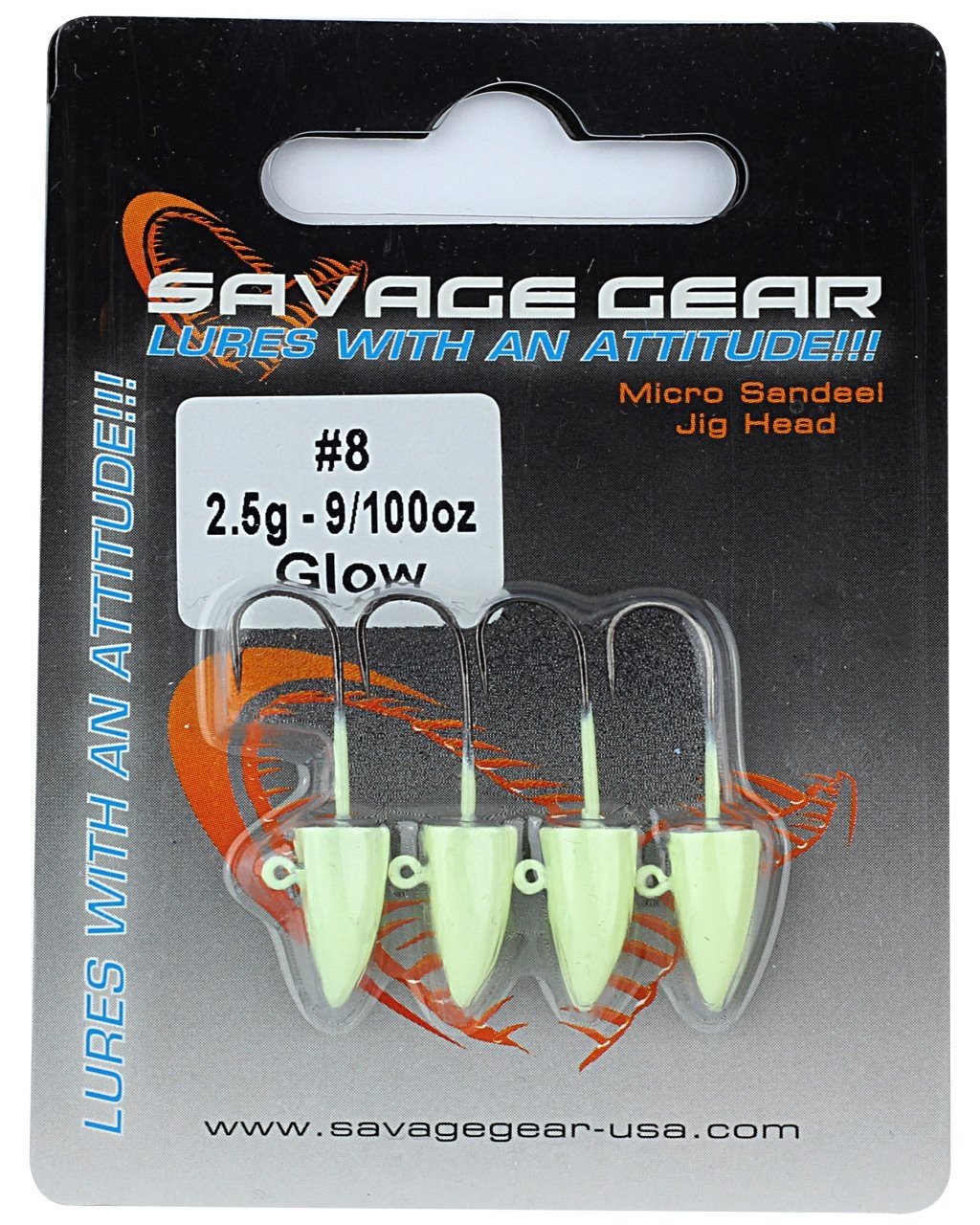 Savage gear LRF Micro sandeel jigghead 1,5g #8 4pcs Glow Sahte Balık