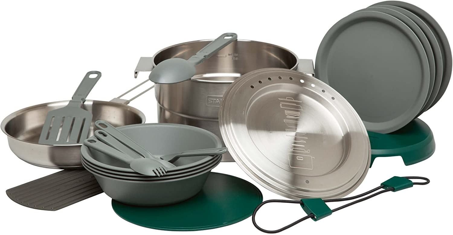 Stanley Adventure Çelik Kamp Pişirme Seti (21 Parça Set) 3.5 L, Paslanmaz Çelik, İç İçe Geçer