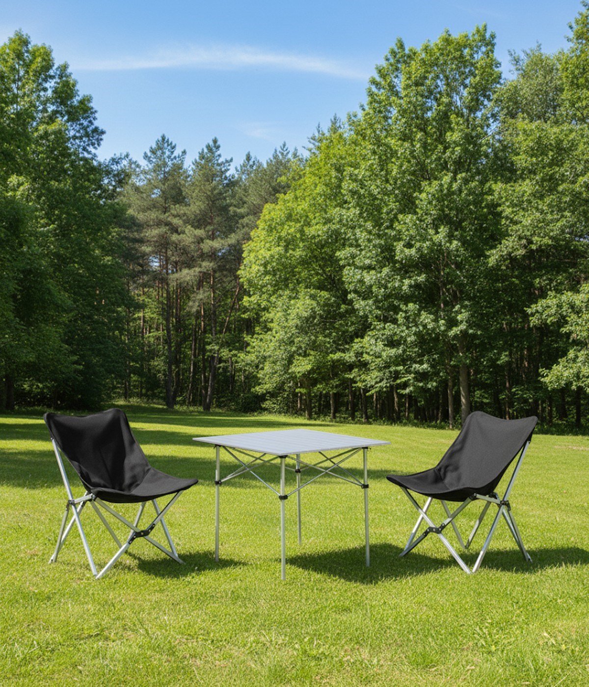 Yek Outdoor 2 Kişilik Alüminyum Kamp Masa Sandalye Seti - Gri 