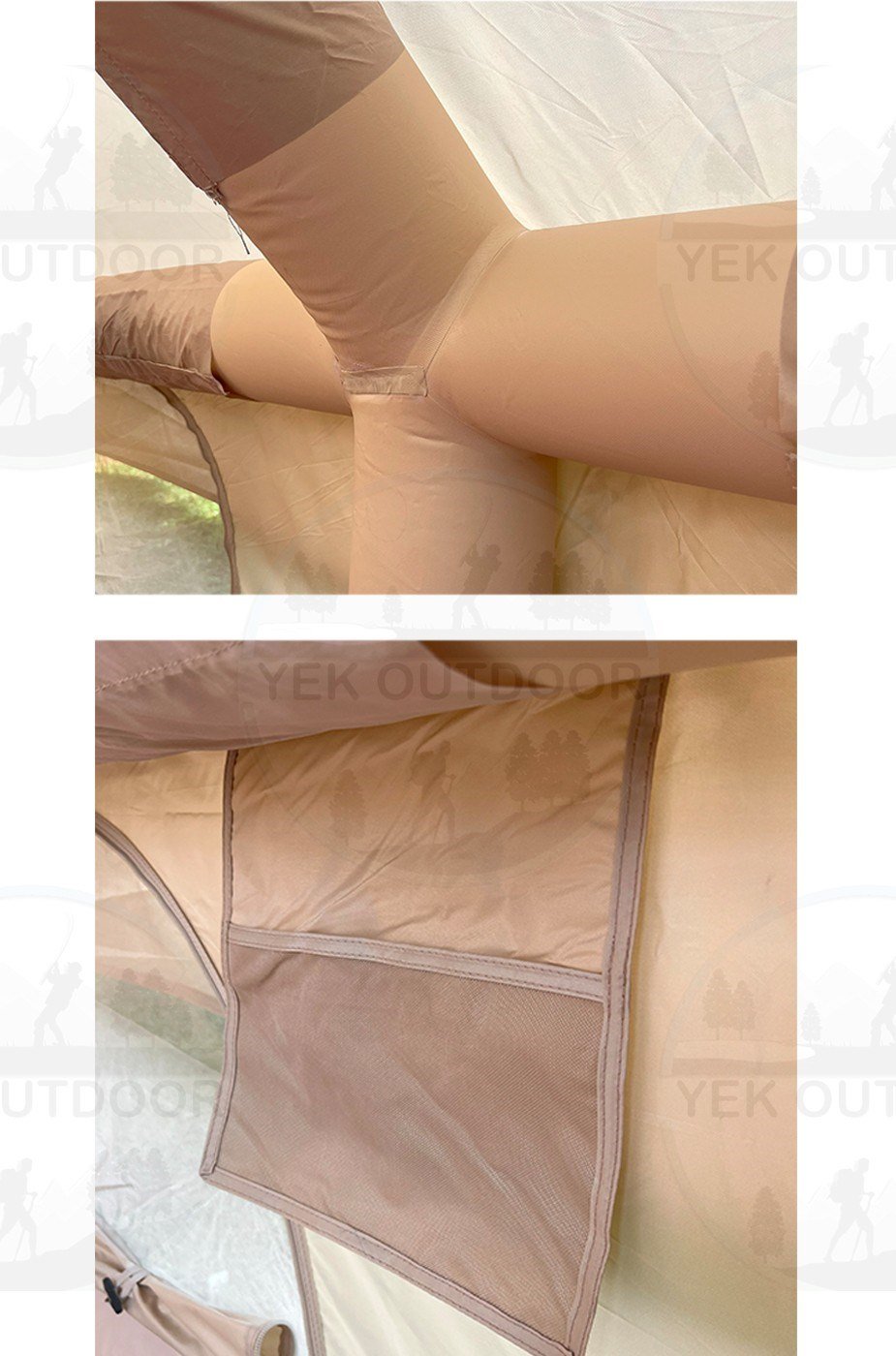 Yek Outdoor 210D Oxford 6 Kişilik 4 Mevsim Soba Çıkışlı Şişme Kamp Çadırı – Pompalı, 210x300x190 cm