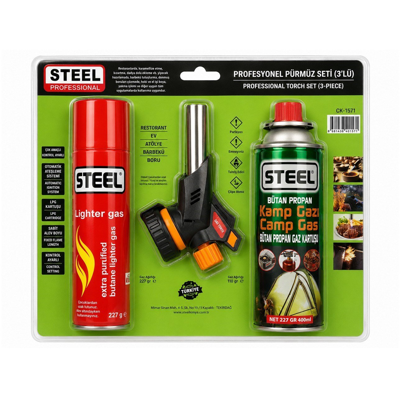 Yek Outdoor 3'lü Steel Pürmüz Set