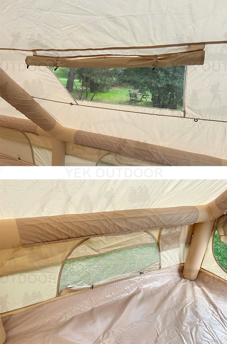 Yek Outdoor 420D Oxford 6 Kişilik 4 Mevsim Soba Çıkışlı Şişme Kamp Çadırı – Pompalı, 210x300x190 cm