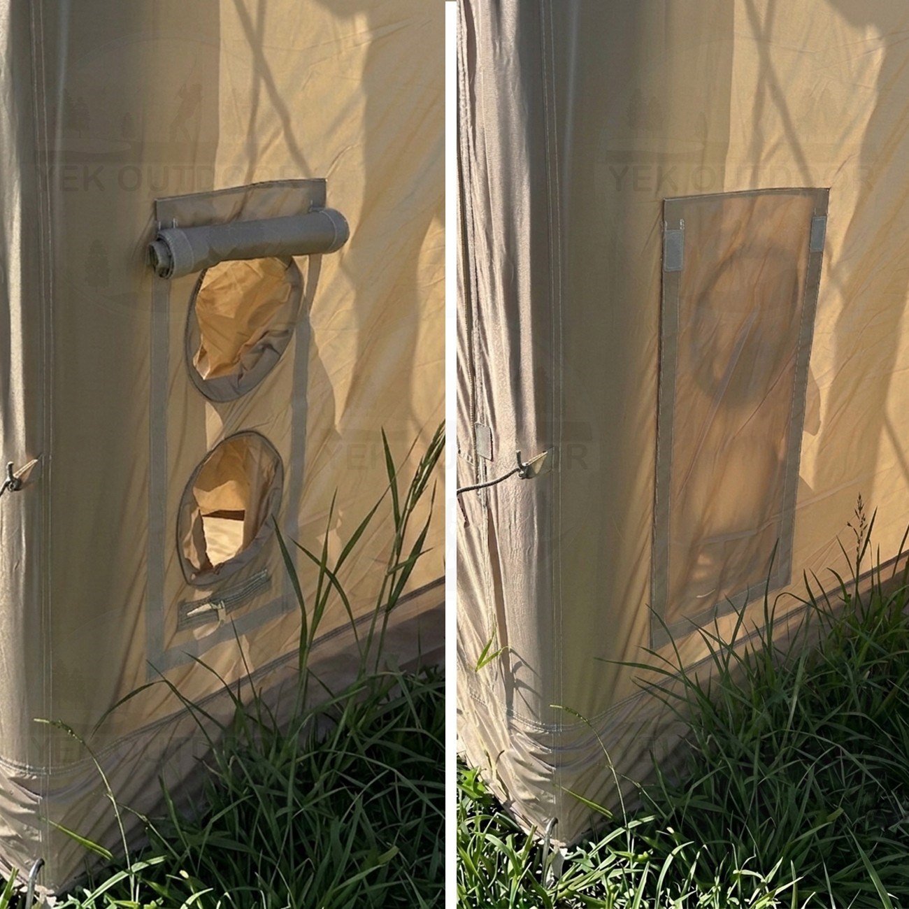 Yek Outdoor 6-8 Kişilik 4 Mevsim Soba/Vebasto Çıkışlı 420D Oxford Şişme Kamp Çadırı – Pompalı, 300x240x215 cm