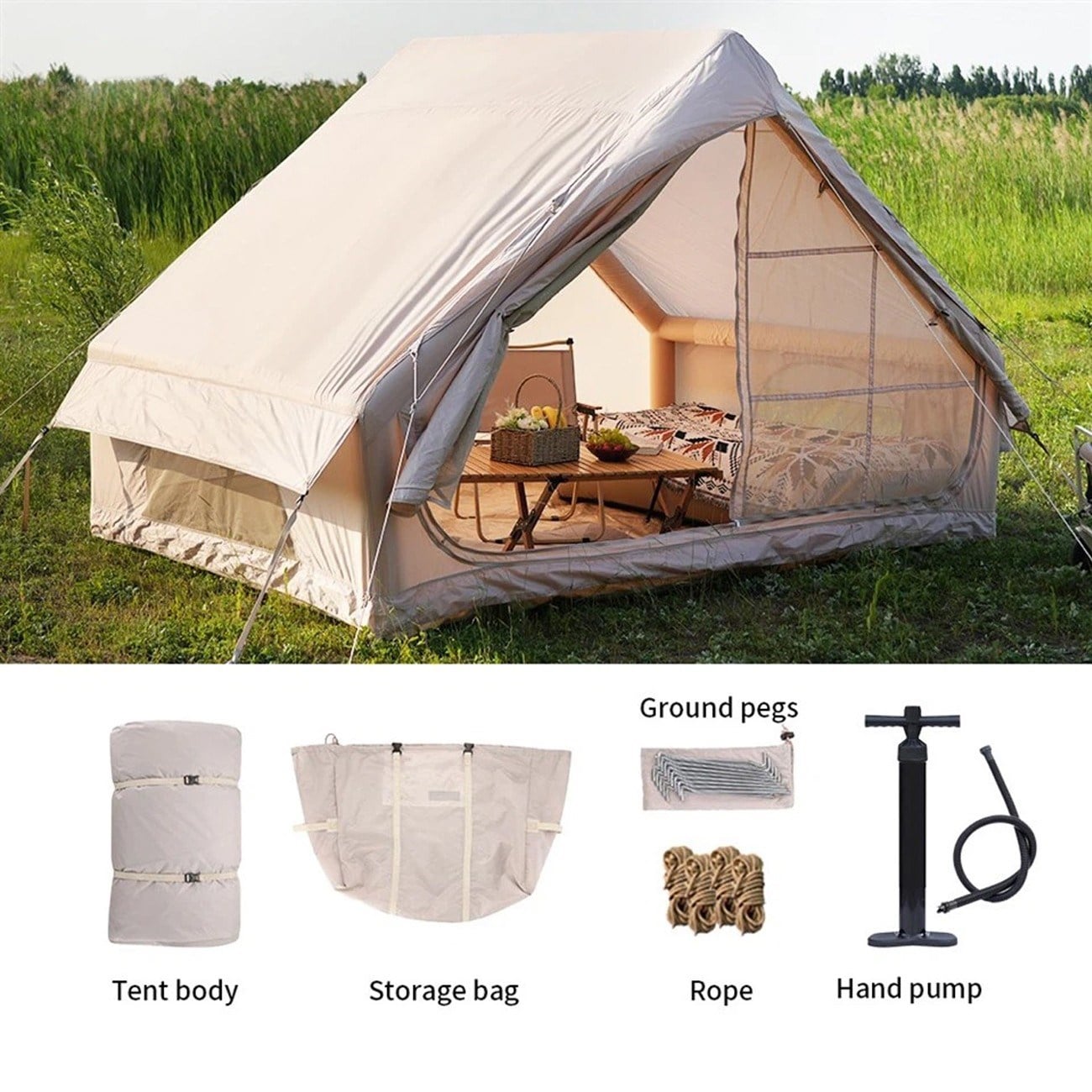 Yek Outdoor 6 Kişilik 4 Mevsim Pompalı ve Soba Çıkışlı Şişme Çadır 300x210x200cm