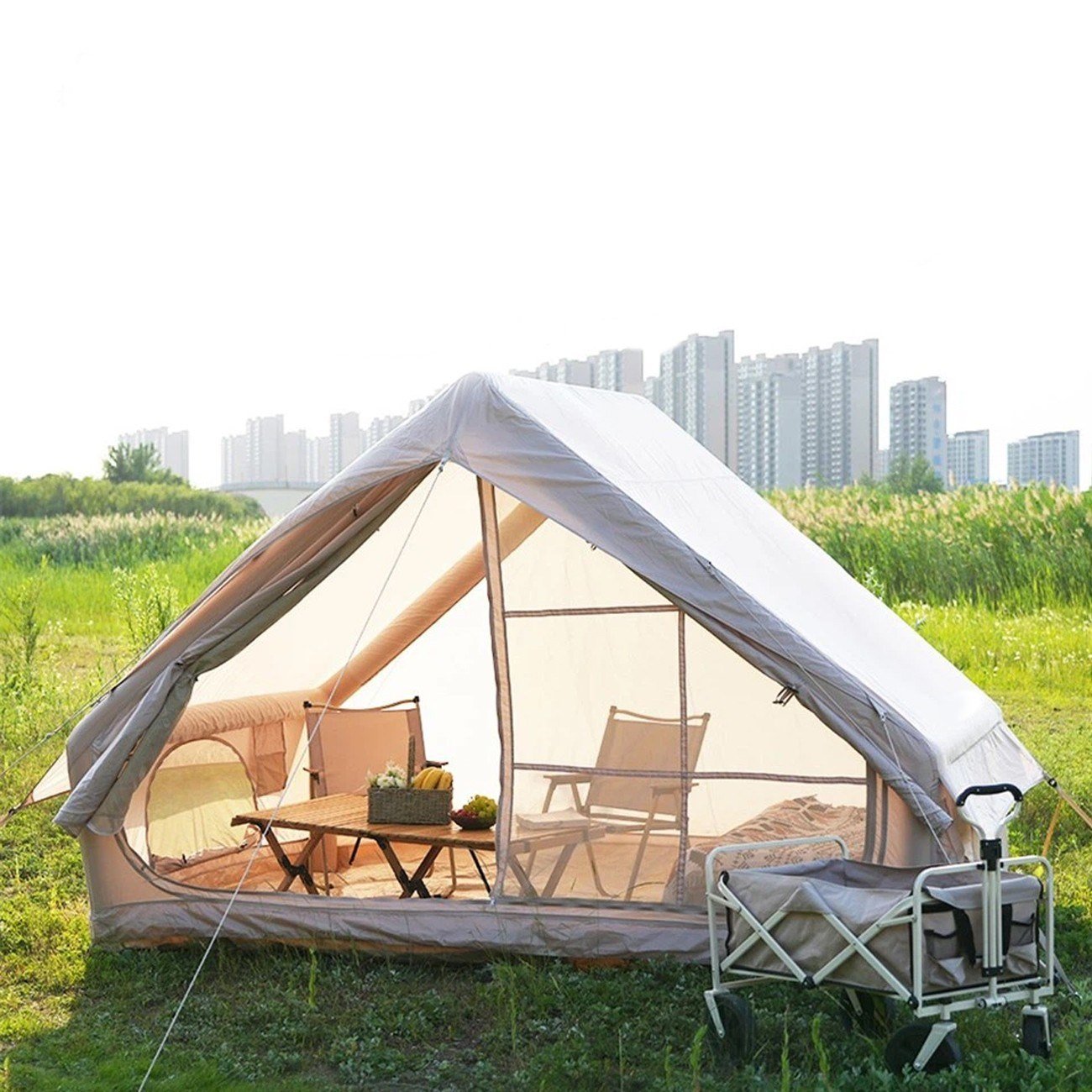 Yek Outdoor 6 Kişilik 4 Mevsim Pompalı ve Soba Çıkışlı Şişme Çadır 300x210x200cm