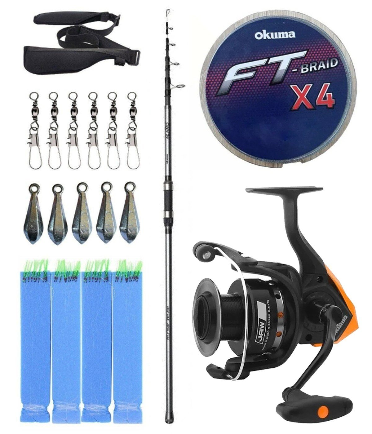 Yek Outdoor Hazır Olta Seti Okuma Alaris Light Tele Surf 420cm 100-250gr Surf Kamışı &Okuma JAW-65 3+1BB Olta Makinesi
