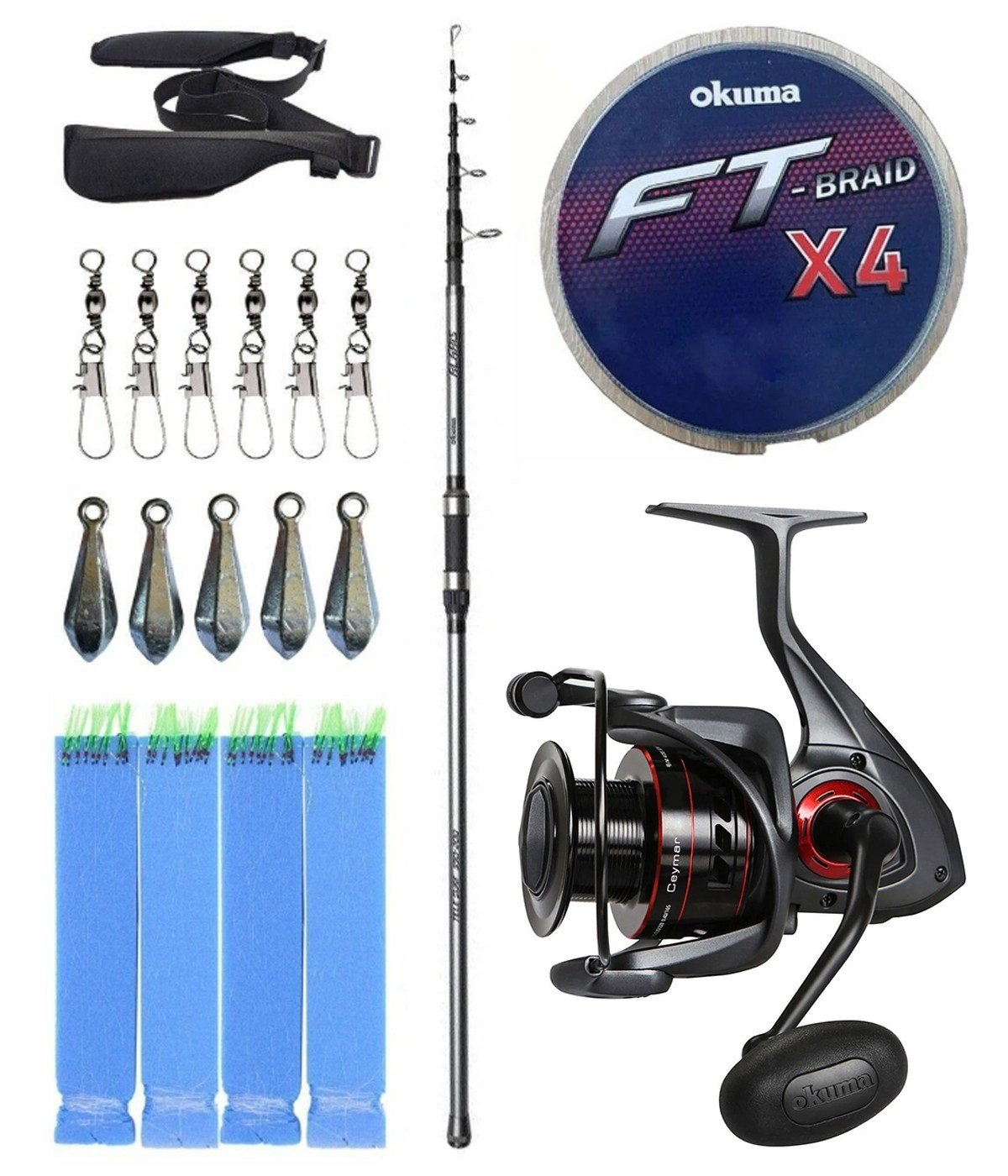 Yek Outdoor Hazır Olta Seti Okuma Alaris Light Tele Surf 420cm 100-250gr Surf Kamışı &Okuma Ceymar C-6000A 7+1BB Olta Makinesi
