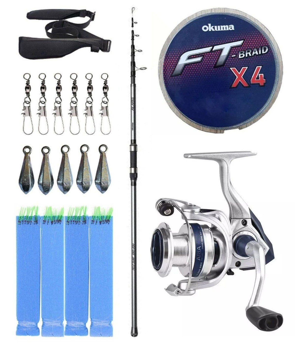 Yek Outdoor Hazır Olta Seti Okuma Alaris Light Tele Surf 420cm 100-250gr Surf Kamışı &Okuma ARIA-8000a Olta Makinesi
