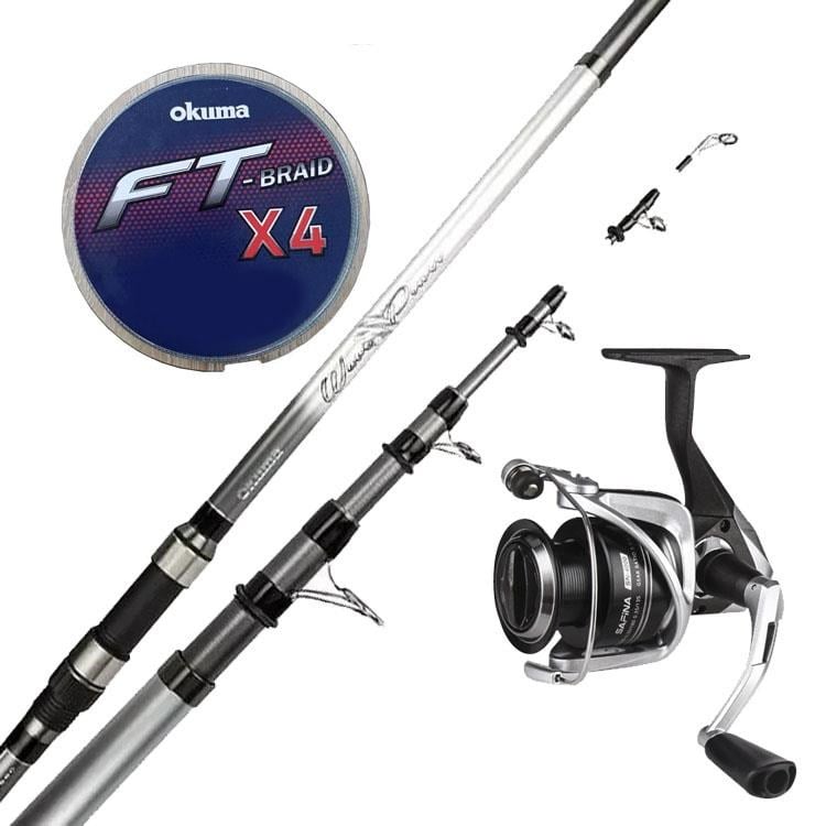 Yek Outdoor Hazır Olta Seti Okuma Wave Power Tele Surf 4.20 cm 100-200 gr 5 Parça Surf Kamışı&Okuma Safina SN-6000 1+1 bb Olta Makinesi