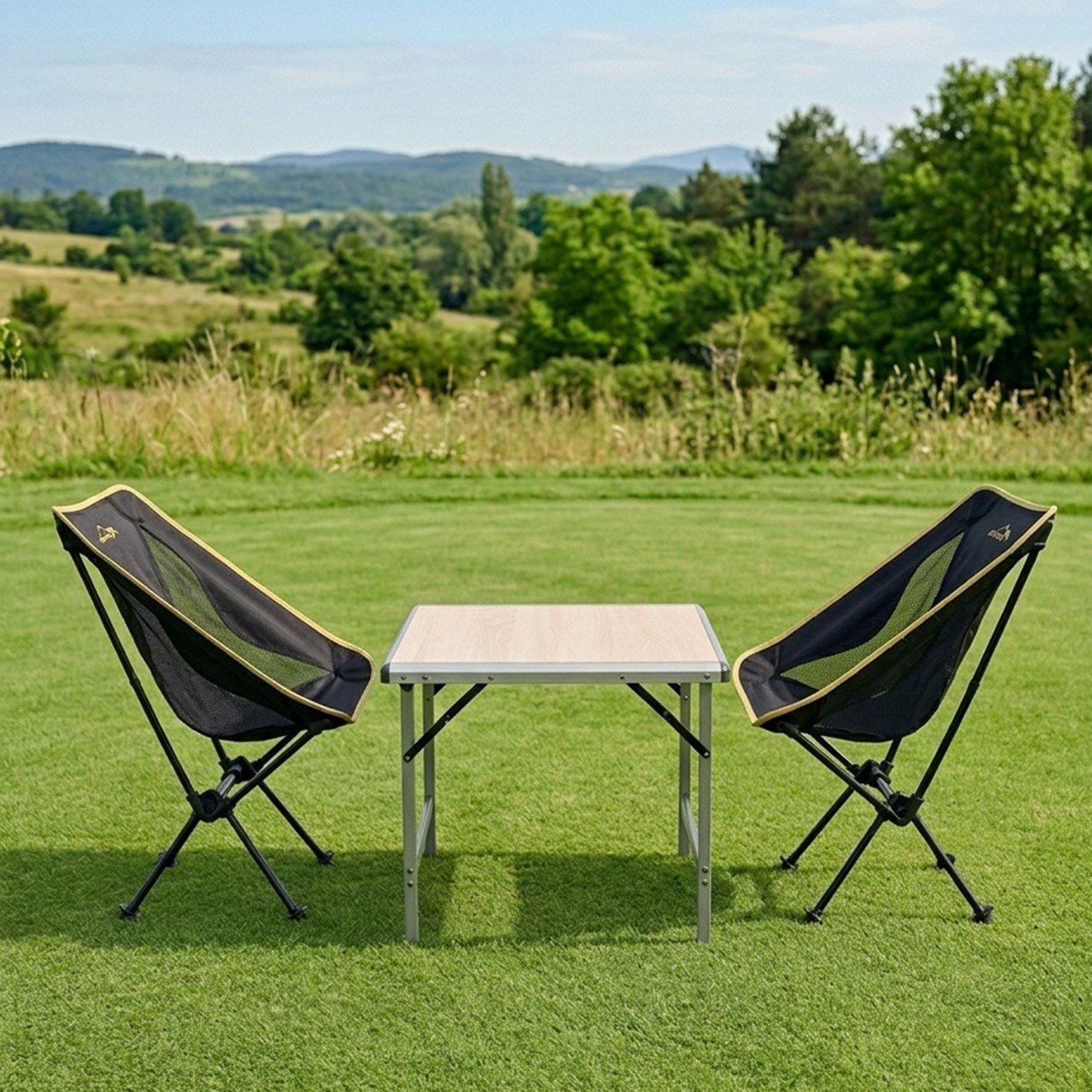 Yek Outdoor Mdf Katlanır Masa Küçük + 2 Pratik Sandalye Set