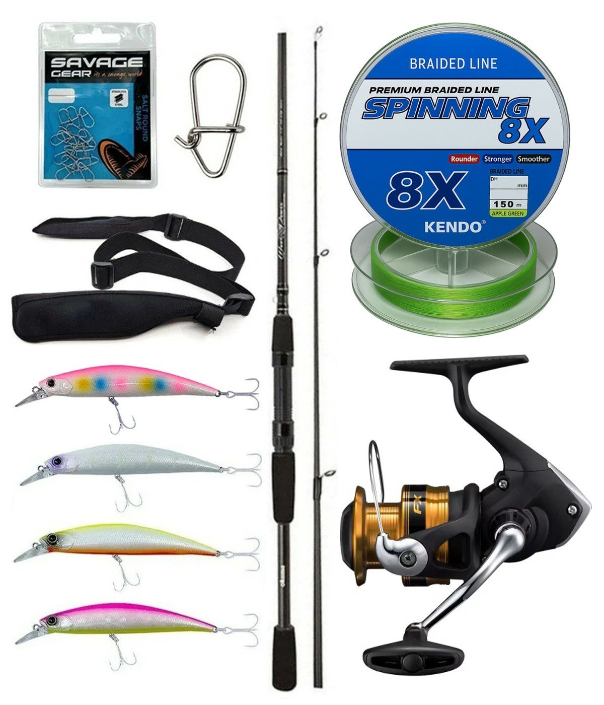 Yek Outdoor Spin Olta Seti Okuma Wave Power 8'0 2.44 cm 15-40 gr 2 Parça Spin Kamışı&Shimano Makina FX 4000 FC