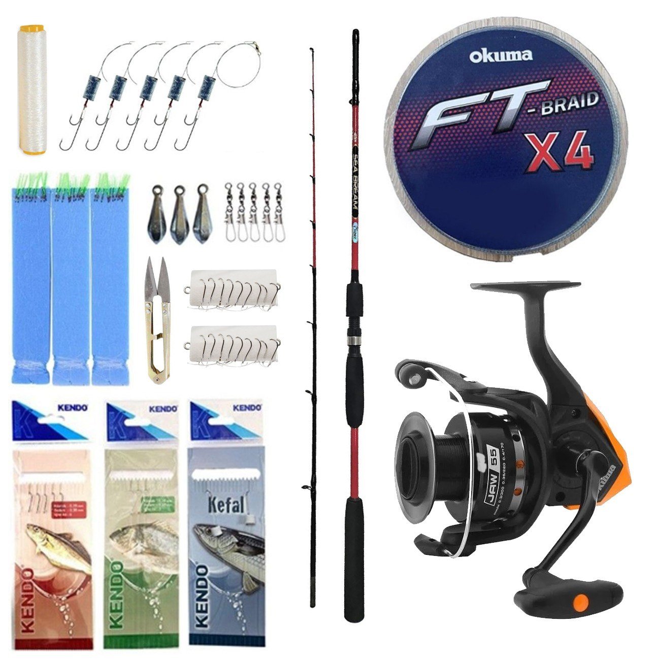 Yek Outdoor Tekne Oltası Seti Kendo Sea Bream 1.80m up to 150gr 2 Parça Olta Kamışı&Okuma JAW-65 3+1BB Olta Makinesi
