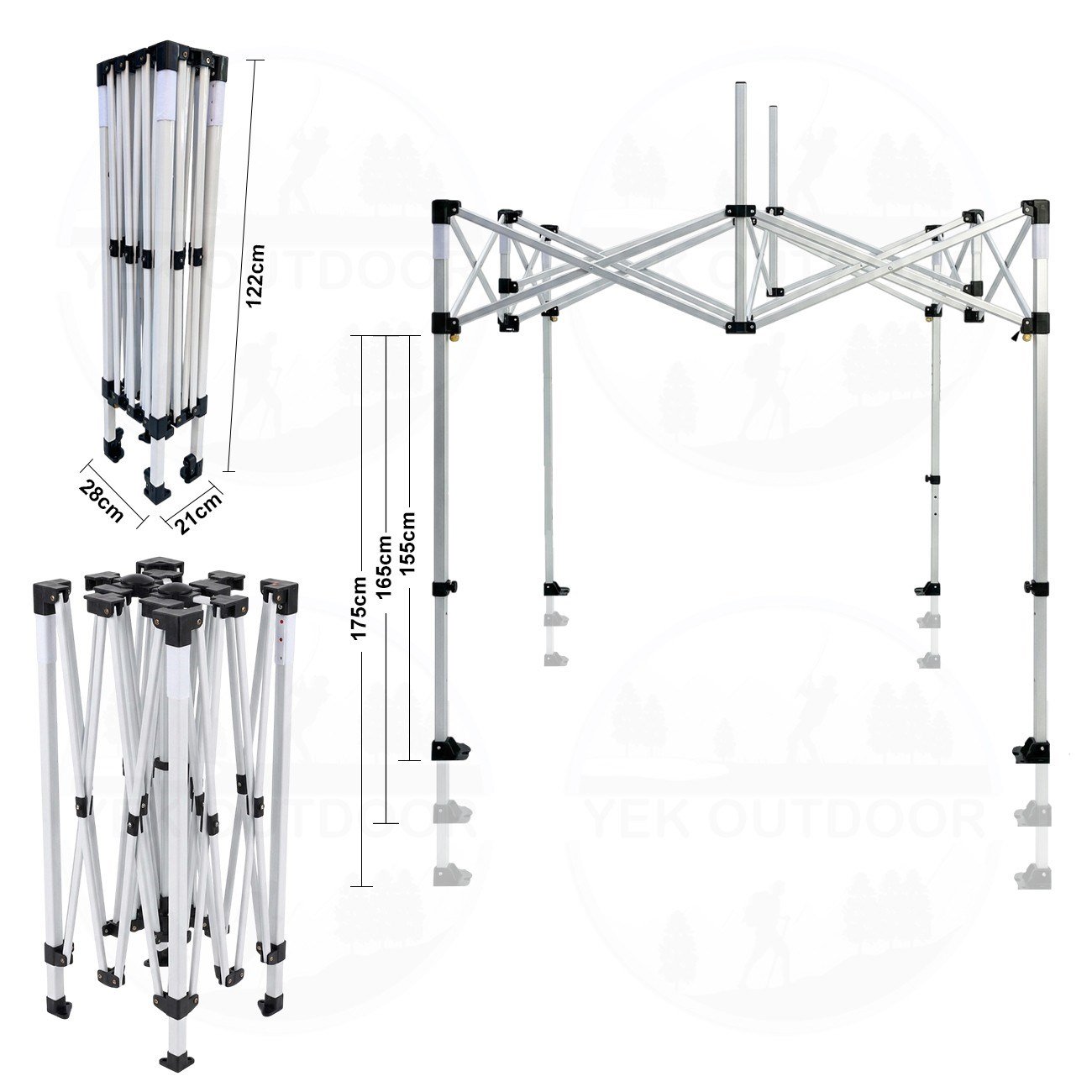 Yek Outdoor Teleskopik 3x2 Bagaj Boy Otomatik Gazebo | Çardak | Gölgelik | Bahçe Kamelyası – Asorti Renk