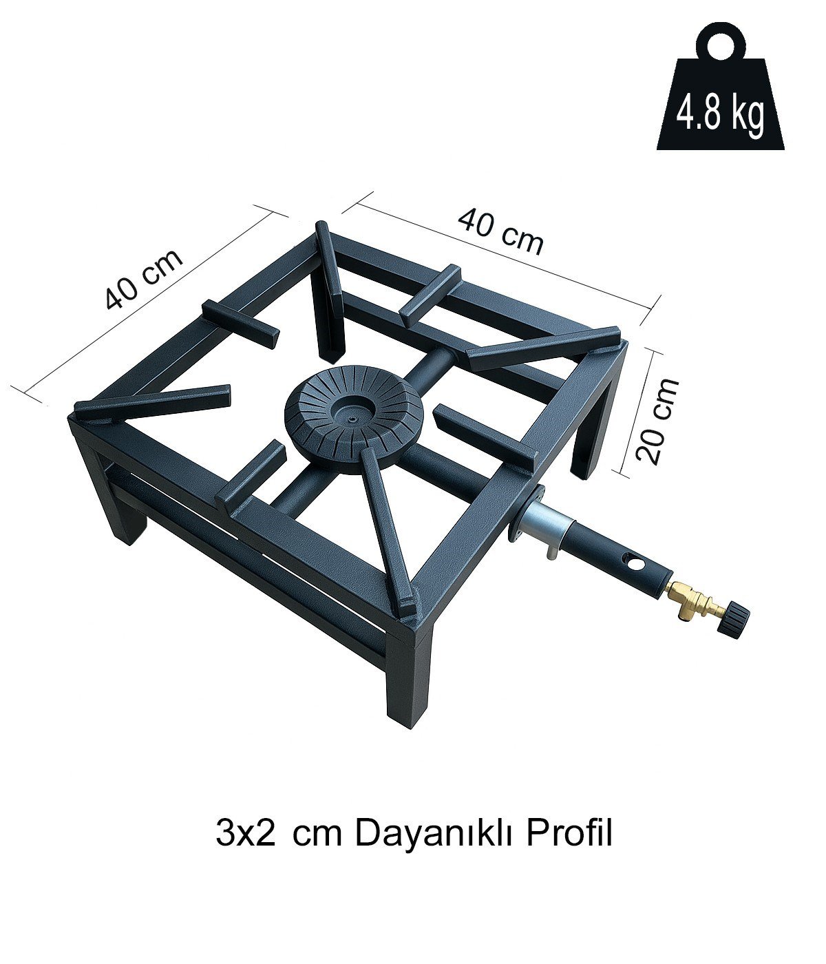 Yek Outdoor Yüksek Isılı Kare Volkan Ocak 40x40cm - Yer Ocağı 