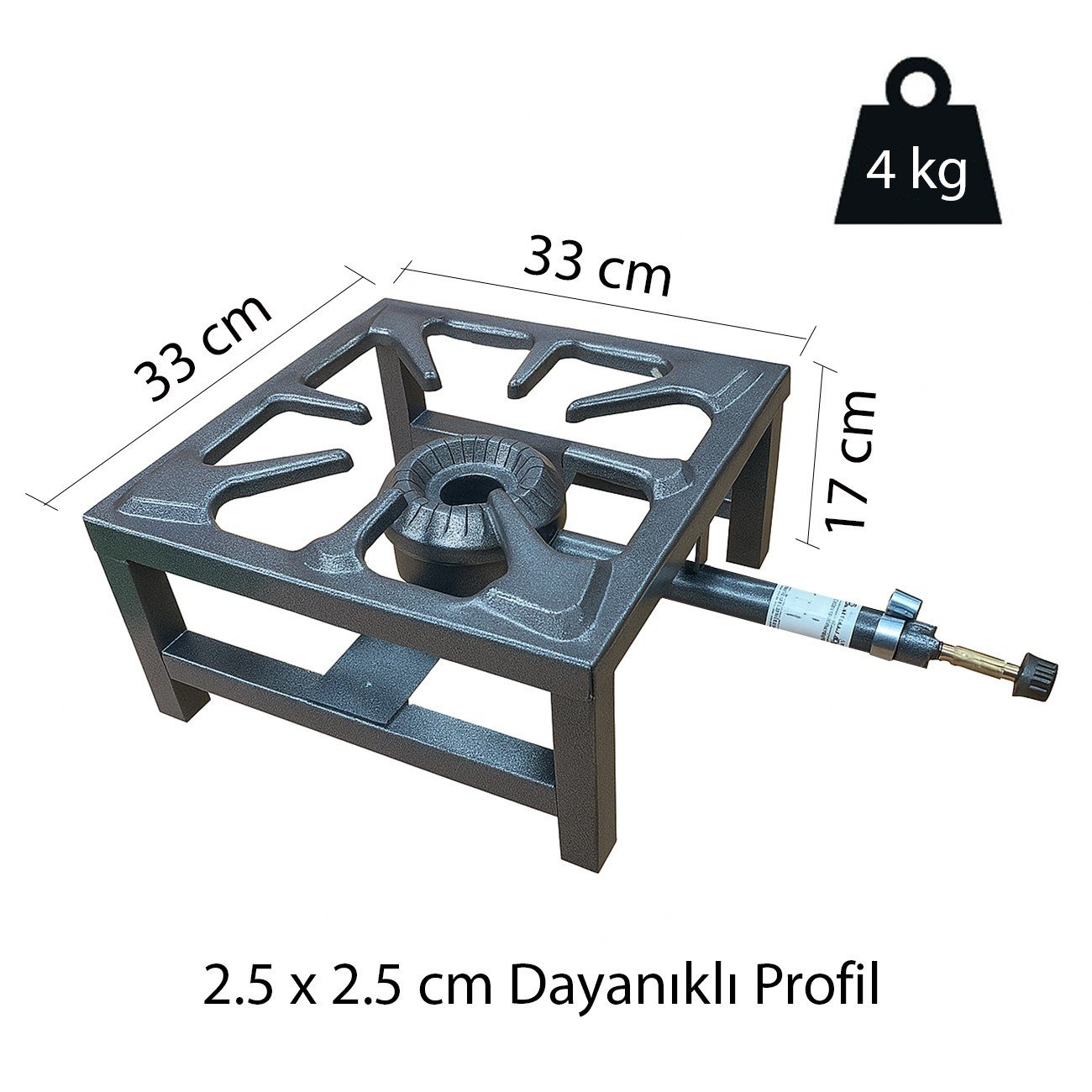 Yek Outdoor Yüksek Isılı Kare Volkan Ocak 33x33cm - Yer Ocağı 
