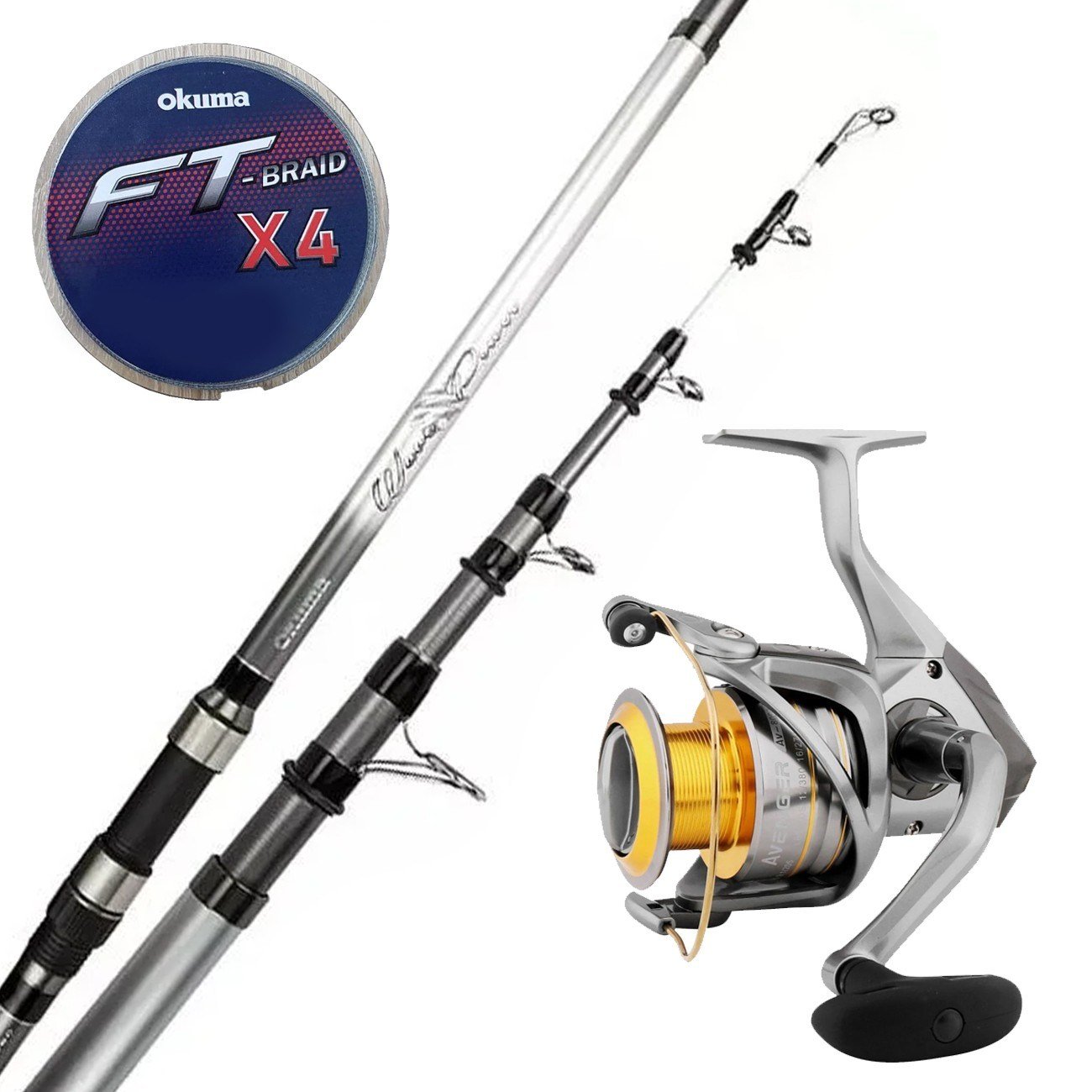YekOutdoor Hazır Olta Seti Okuma Wave Power Tele Surf 3.90 cm 100-200 gr Surf Kamışı&Okuma Avenger Av-8000 6+1bb Olta Makinesi