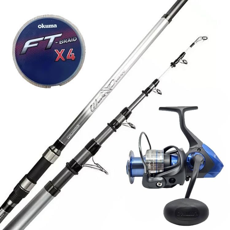 YekOutdoor Hazır Olta Seti Okuma Wave Power Tele Surf 3.90 cm 100-200 gr 5 Parça Surf Kamışı&Okuma Safina SW-X SNW-10000A 4+1BB Olta Makinesi