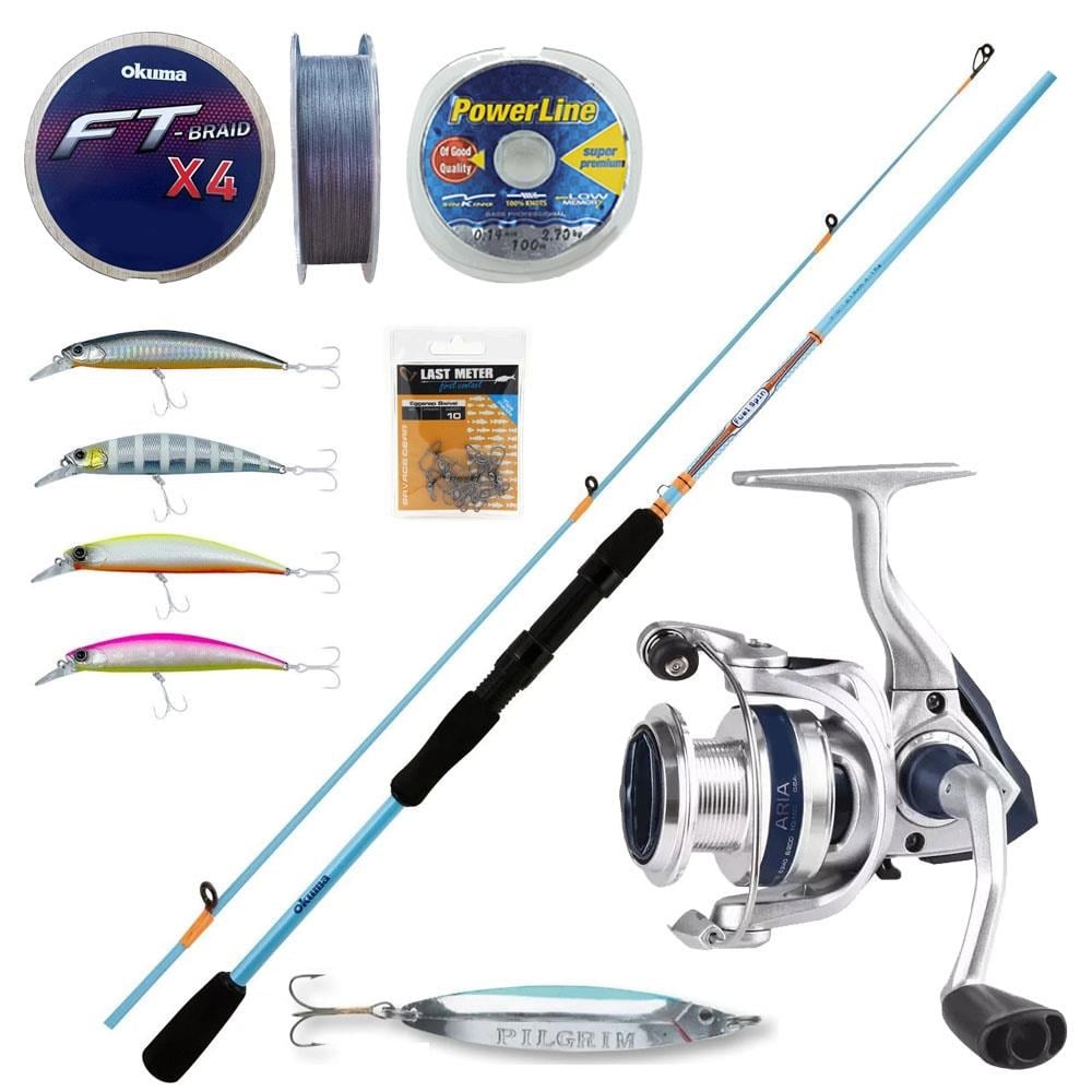 YekOutdoor Okuma Spin Seti - Okuma ARIA-C4000a Painting Silver 1BB Olta Makinesi-Okuma Fuel Spin 2,44 cm 15-40 gr 2 Parça Spin Kamışı