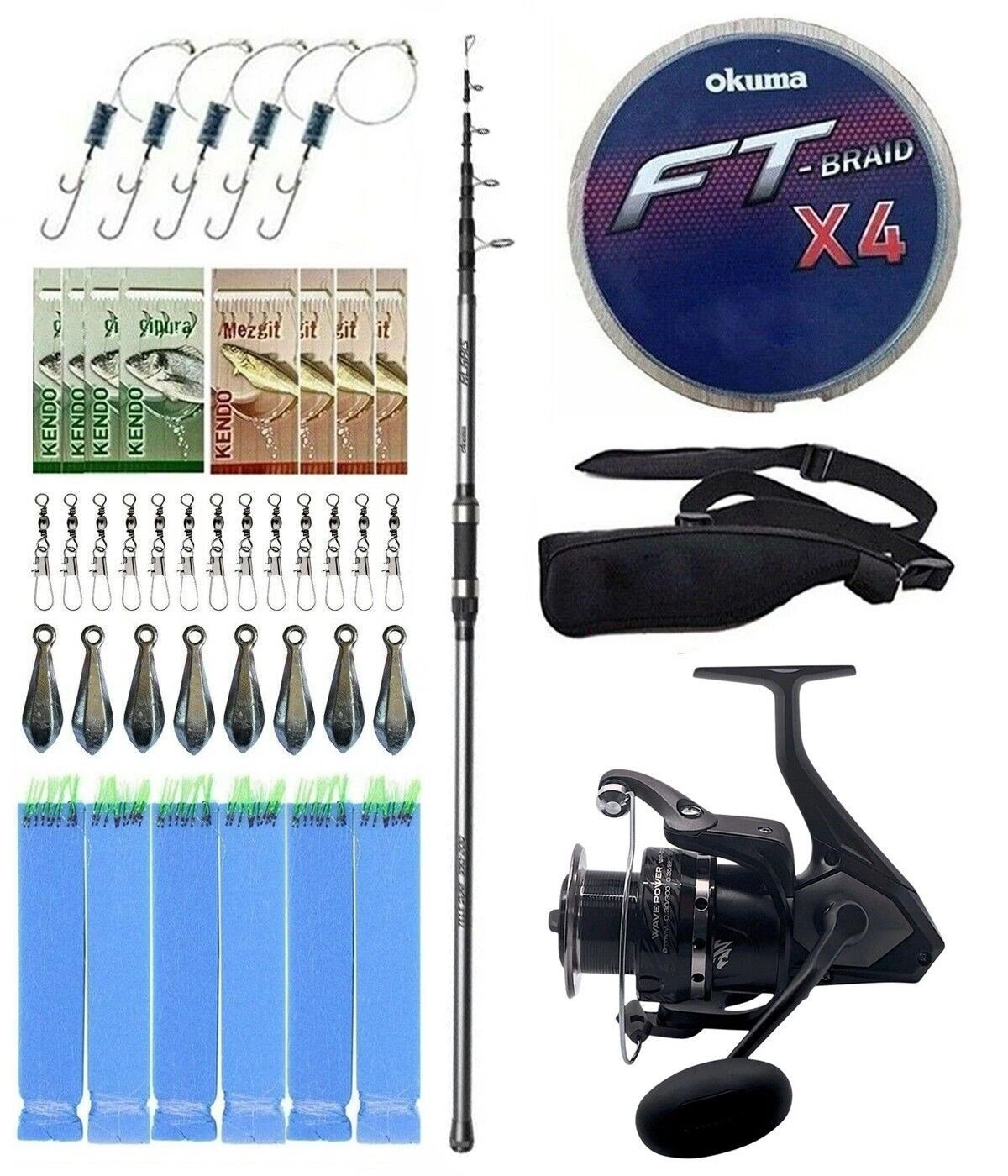 YekOutdoor Olta Seti Okuma Alaris Tele Surf 420 cm 100-200 gr Surf Kamışı&Okuma Wave Power WP-6000A1 Olta Makinesi