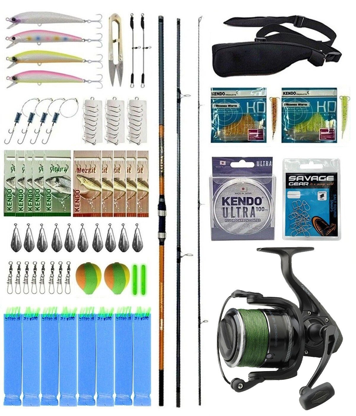 YekOutdoor Pro Olta Seti Okuma Salina Surf 420 cm 3 Parça Surf Kamışı&Dam Quick Darkside 4B Spod 7000S Olta Makinesi