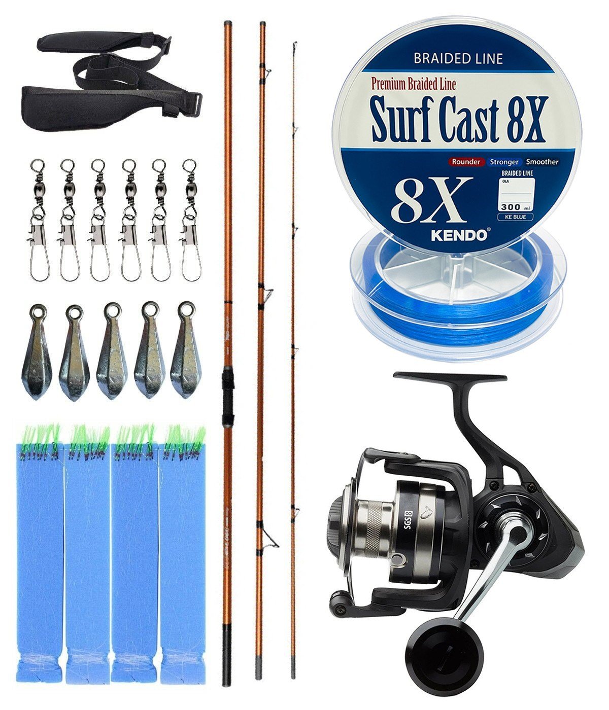 YekOutdoor Profesyonel Olta Seti Okuma Trio Rex Surf 450cm 120-250 gr 3 Parça Surf Kamışı&Savage Gear SGS8 8000 FD 8+1BB Olta Makinesi
